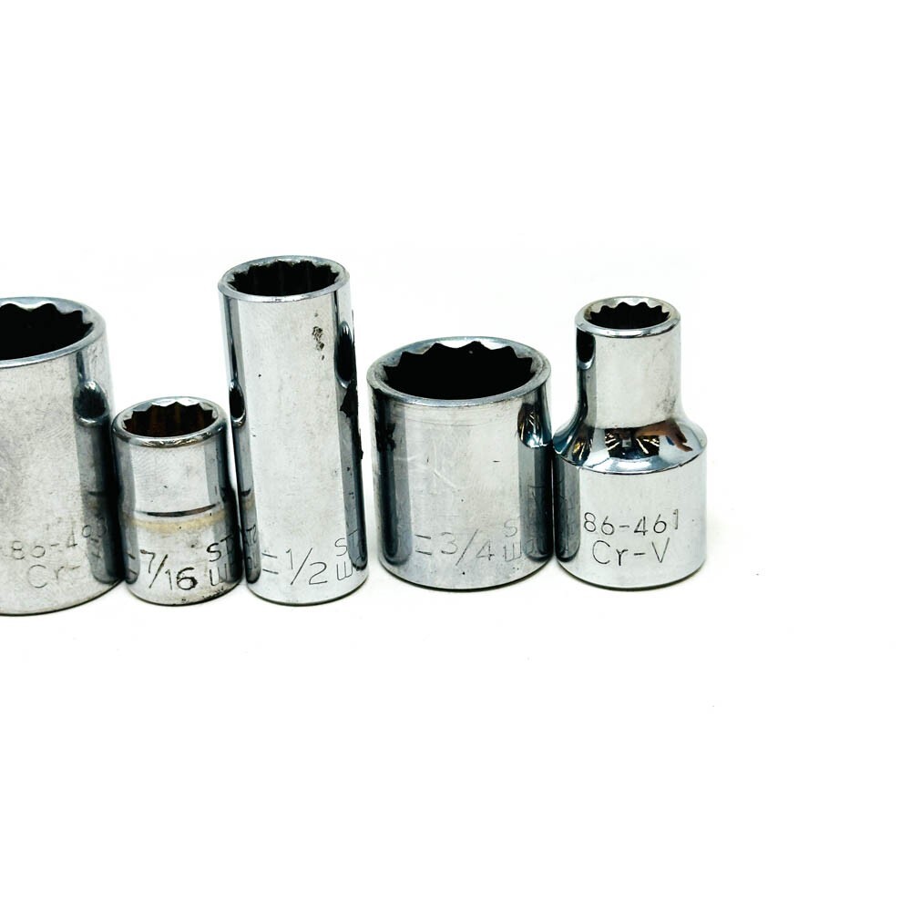 Stanley 86-461, 86-381 SAE 6, 12 Pt 1/2 and 3/8 in Drive, Mixed Socket Set 10Pcs