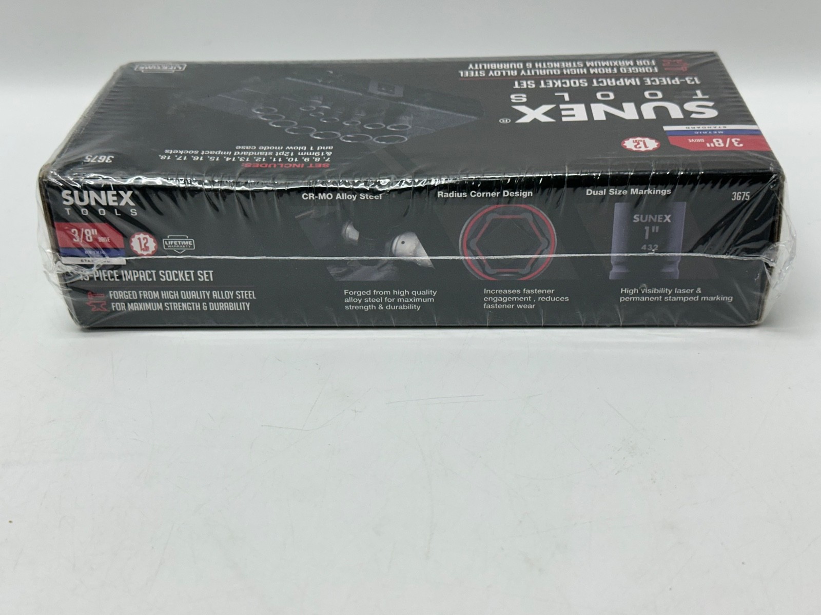 Sunex Tools 3675 13 Piece 7-19Mm 12 Point Set 3/8″ Drive