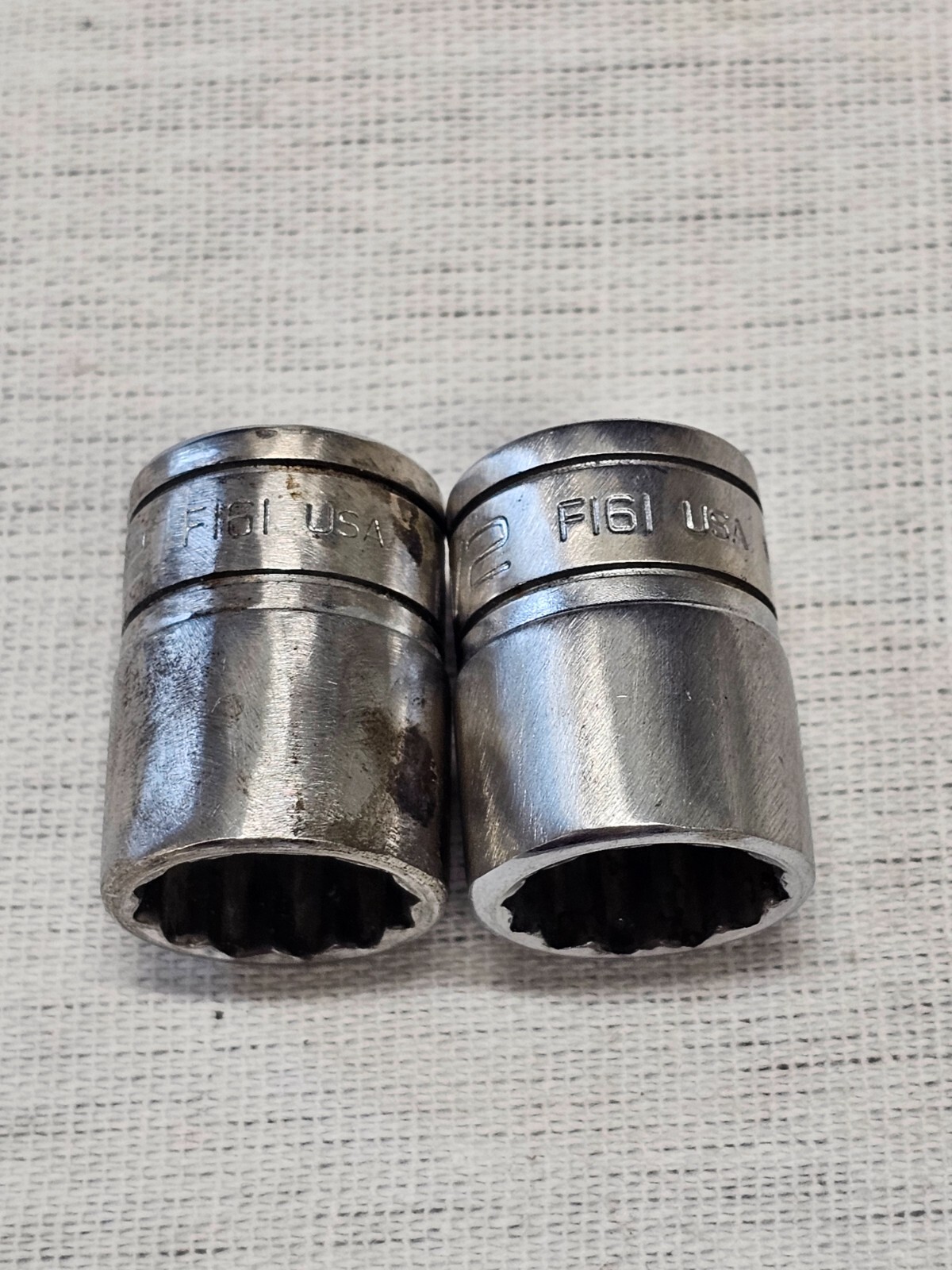 2 Snap-on 1/2″ Standard Shallow Socket Sae 12 Point 3/8″ Drive F161 USA