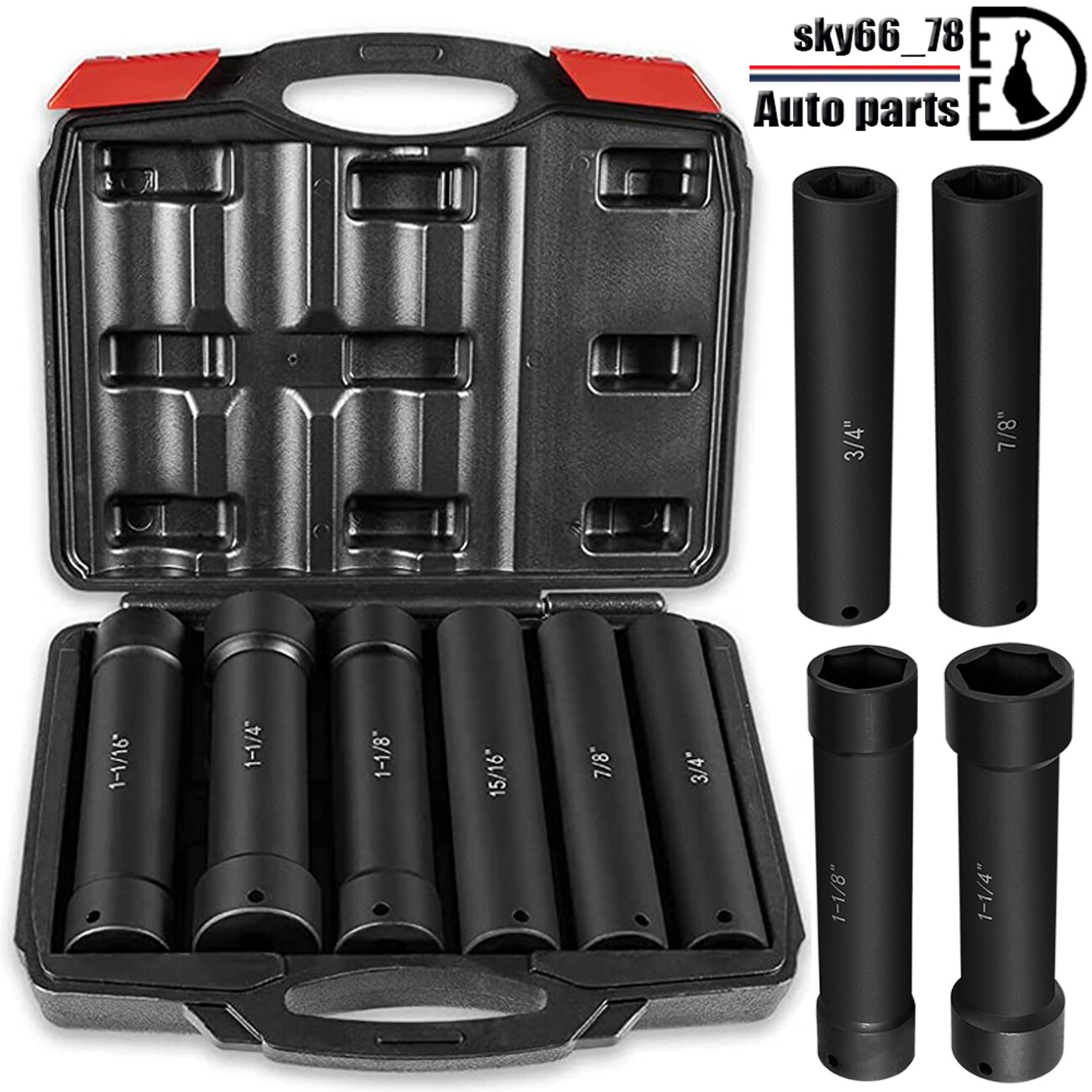 1/2 Inch Drive Extended Length Impact Socket – 3/4” 7/8” 15/16″ 1-1/16” 1-1/8”