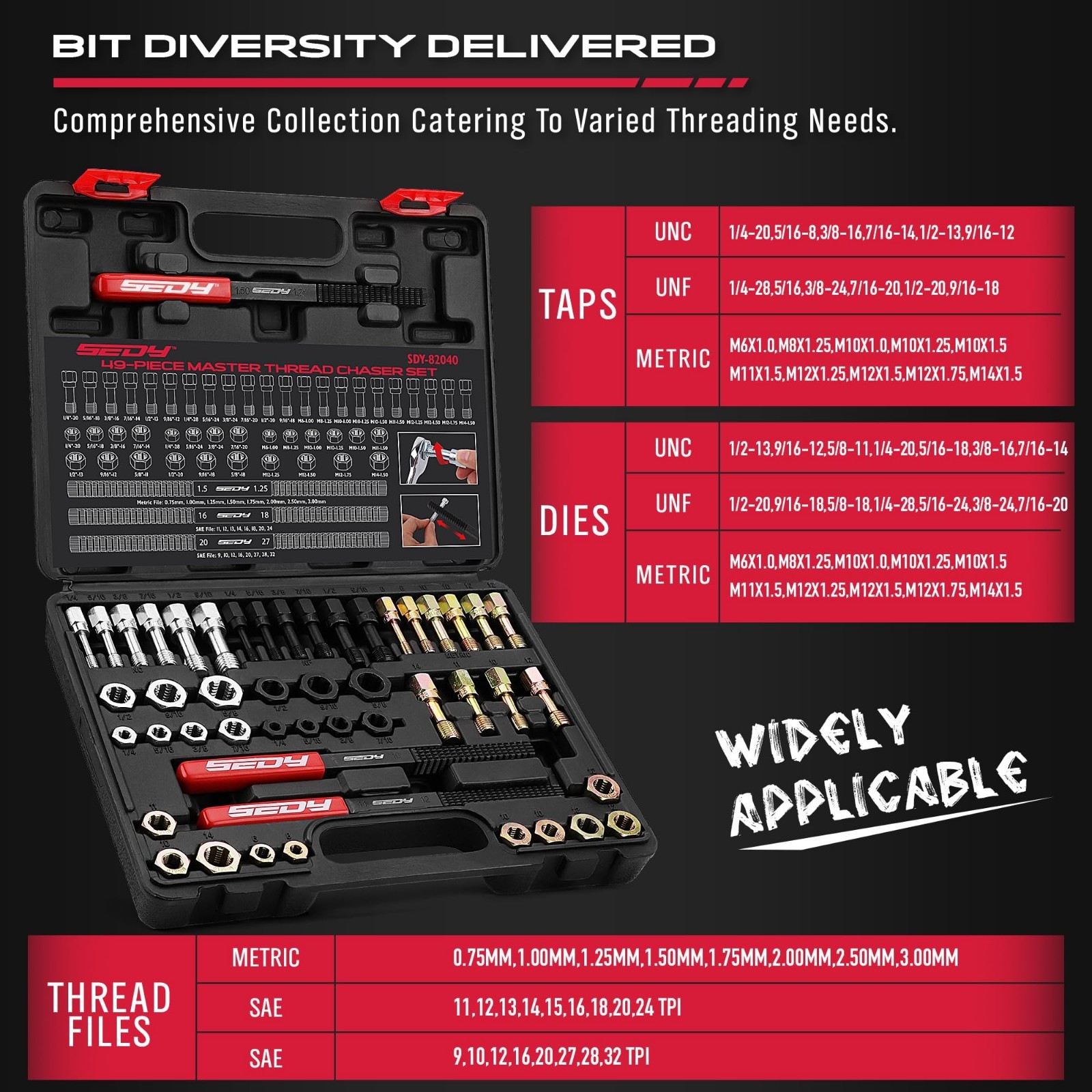 49PCS Thread Repair Tool Set – Metric & SAE Rethreading Kit, Bolt & Nut Restorer
