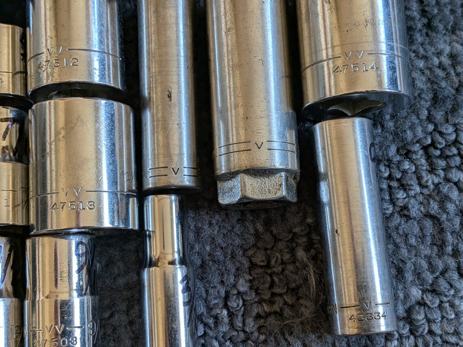 Vintage Craftsman Lot Of 19 SAE 3/8” 1/2″ Drive V-VV- sockets 6Pt 12pt