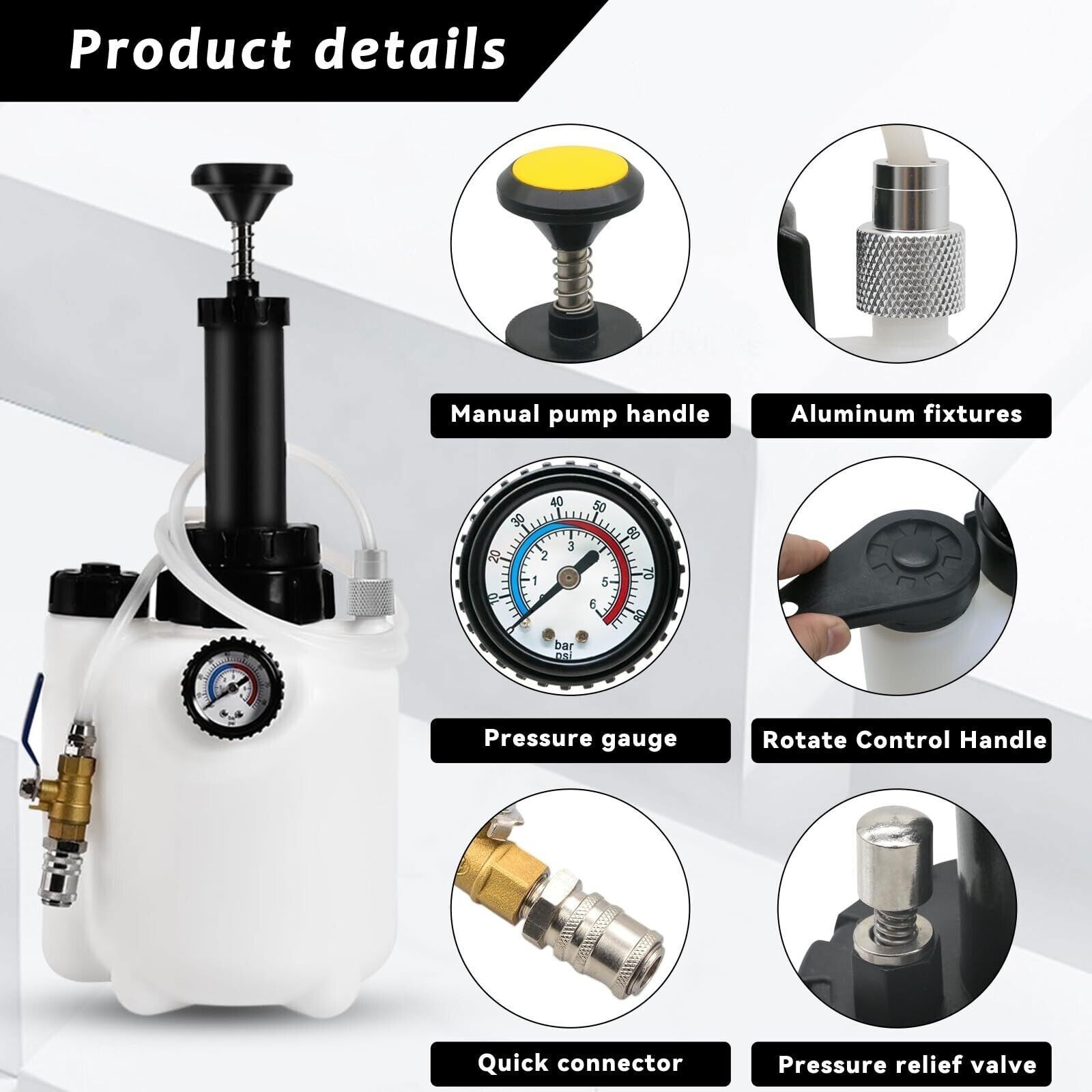 Transmission Oil Filling System Fluid Pump Manual Tool With 8pc ATF Adaptors 3L