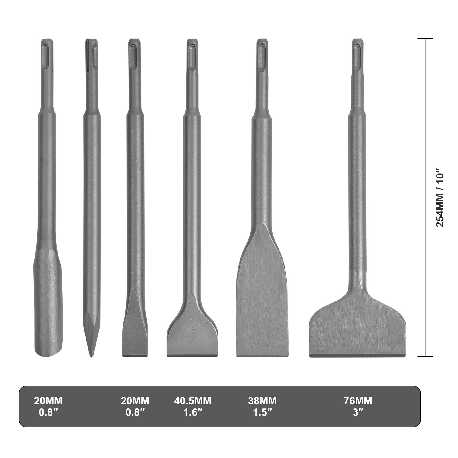 Chisel Kit Masonry Concrete Drill Bits, 40Cr Steel Rotary Hammer Tool 6 in 1 Set