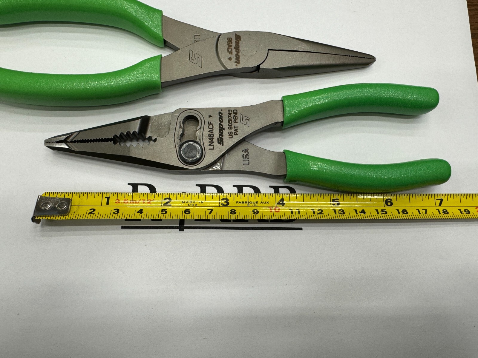 Snap-on Tools NEW 2PC GREEN Soft Grip Long Nose Pliers Lot Set 96ACFG LN46ACFG