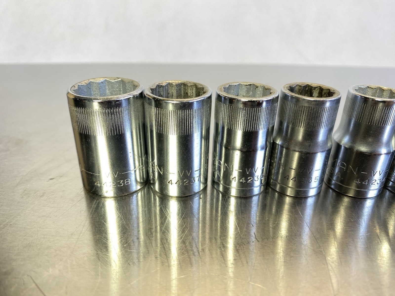 Vntg Craftsman 1/2″ =VV= 12 Pt Shallow Metric Sockets 9,10,12,13,14,15,17,19mm