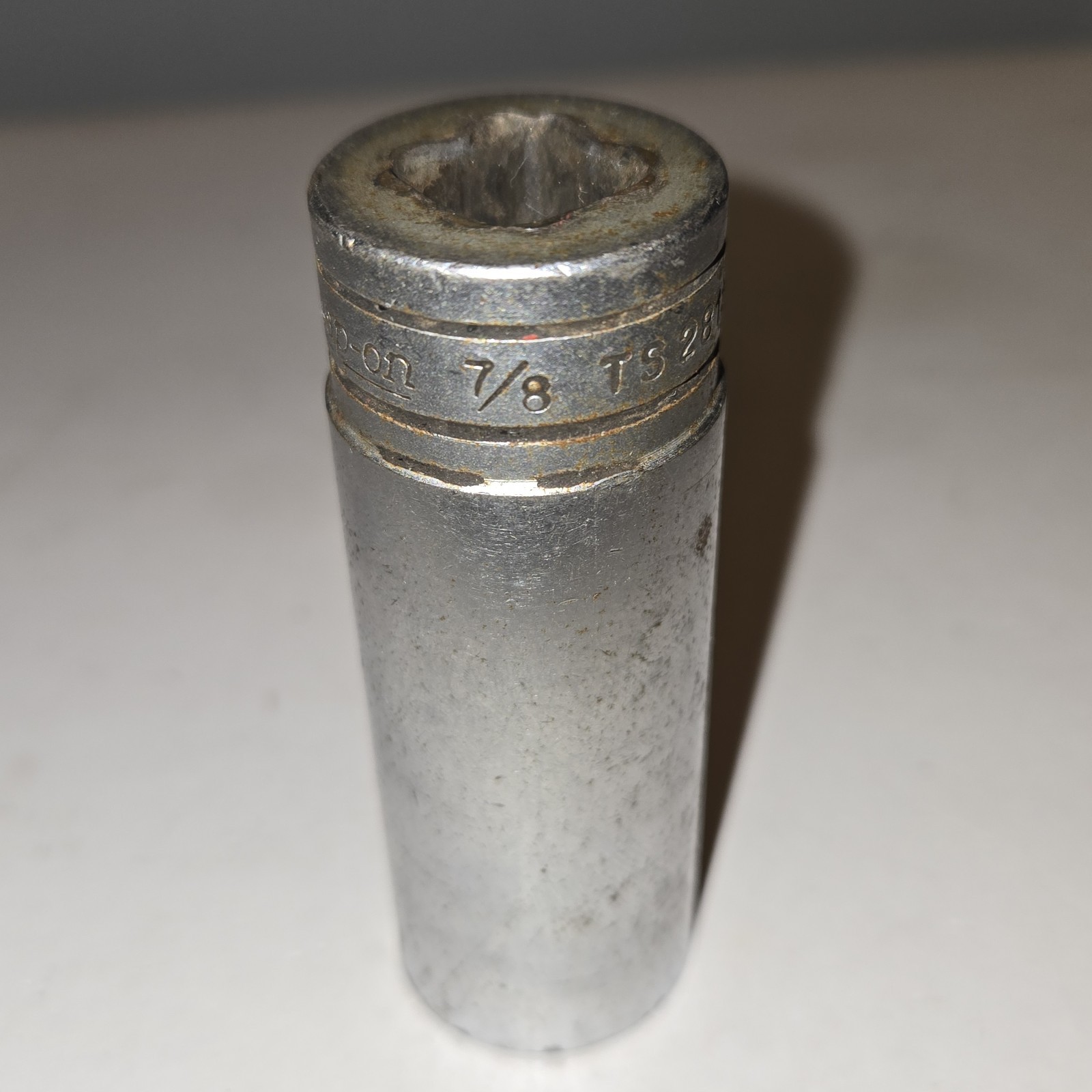 Vintage Snap-On 7/8″ SAE 1/2″ Drive Deep 6-Point Socket TS281 Flank Drive USA