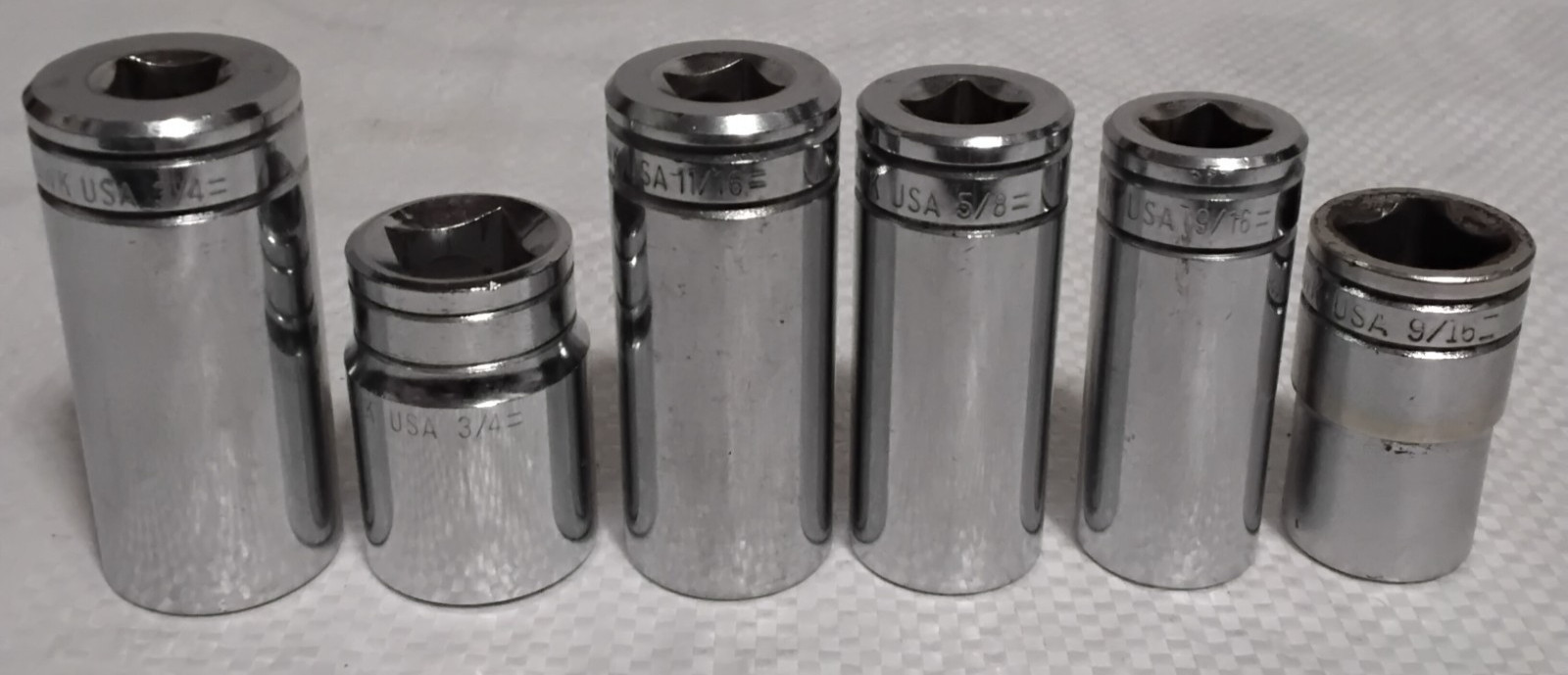 (6) Blackhawk 4-3/8″ Drive Deep 2-1/2″ Dr Standard 6 Point Socket Lot USA