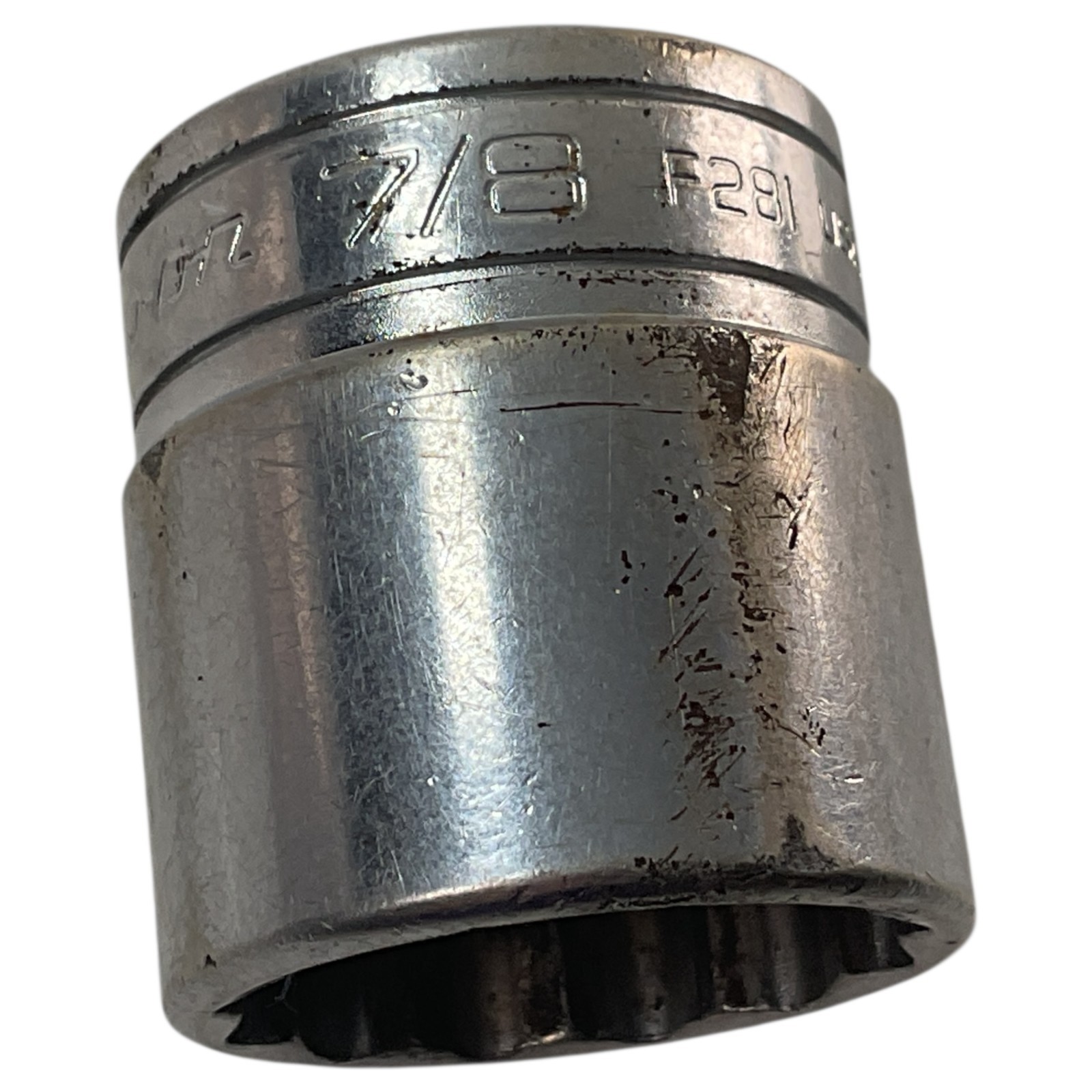 Snap-On Socket 7/8″ F281 3/8″ Drive 12 Pt Chrome As Pictured Mechanic Tool