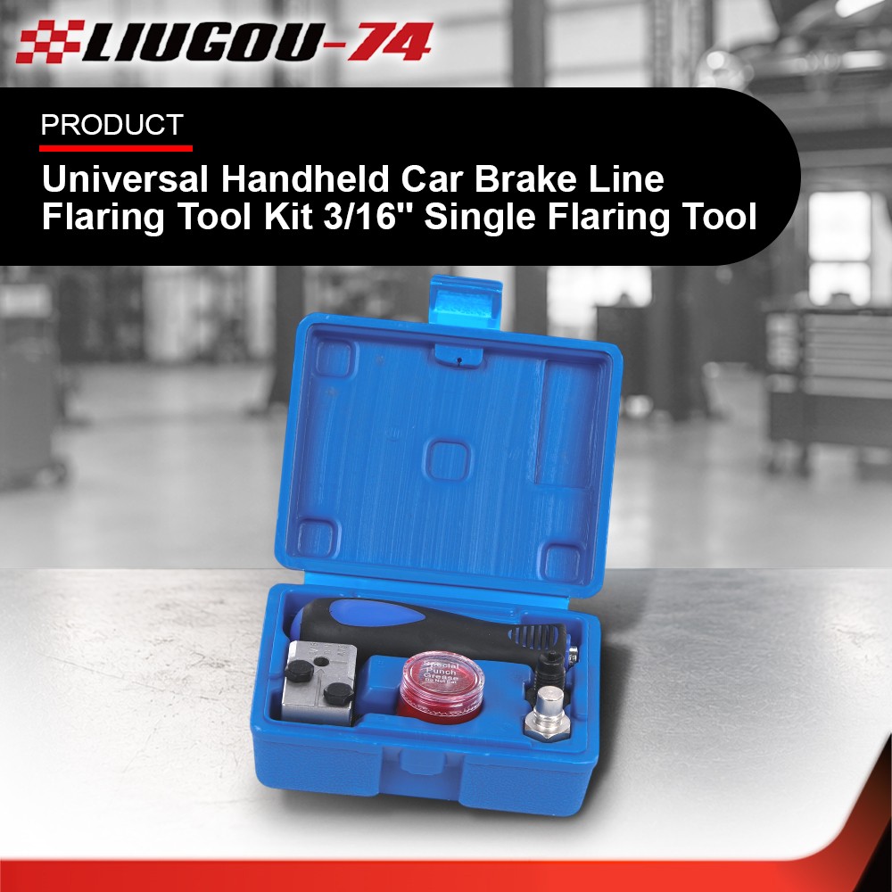 Universal Handheld Car Brake Line Flaring Tool Kit 3/16» Single Flare W/Storage