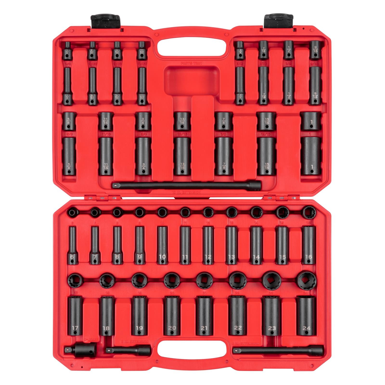 Tekton SID91406 3/8″ Drive 12-Point Impact Socket Set, 72-Piece