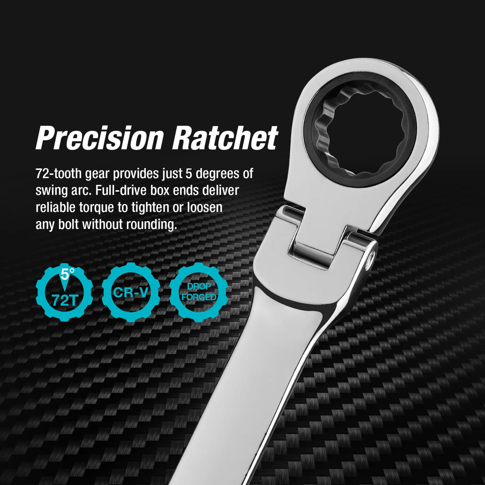 Extra Long Flex-Head Ratcheting Wrench Metric CR-V Steel Father’s Day Gift