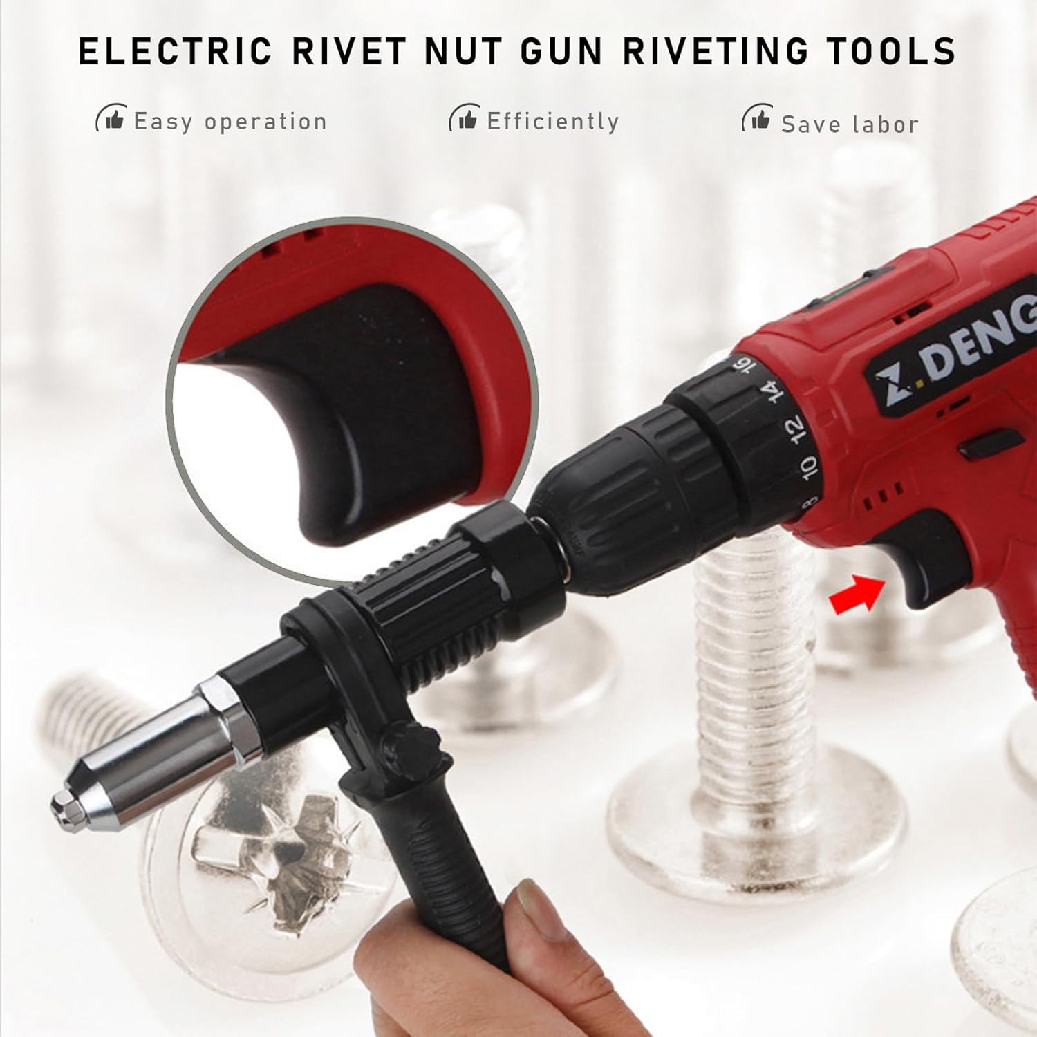 Electric Rivet Nut Gun Riveting Tools, Metal Pop Tool Drill…