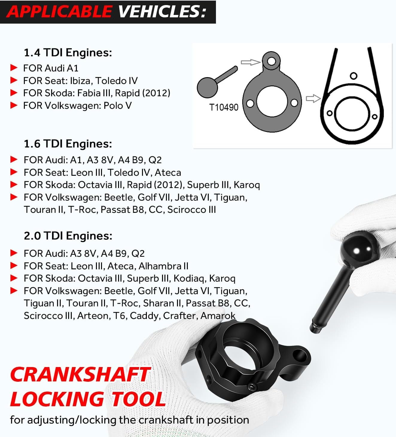 3830 Timing Belt Tools Kit Fitment for 2015+ Volkswagen TDi EA288 Diesel Engines