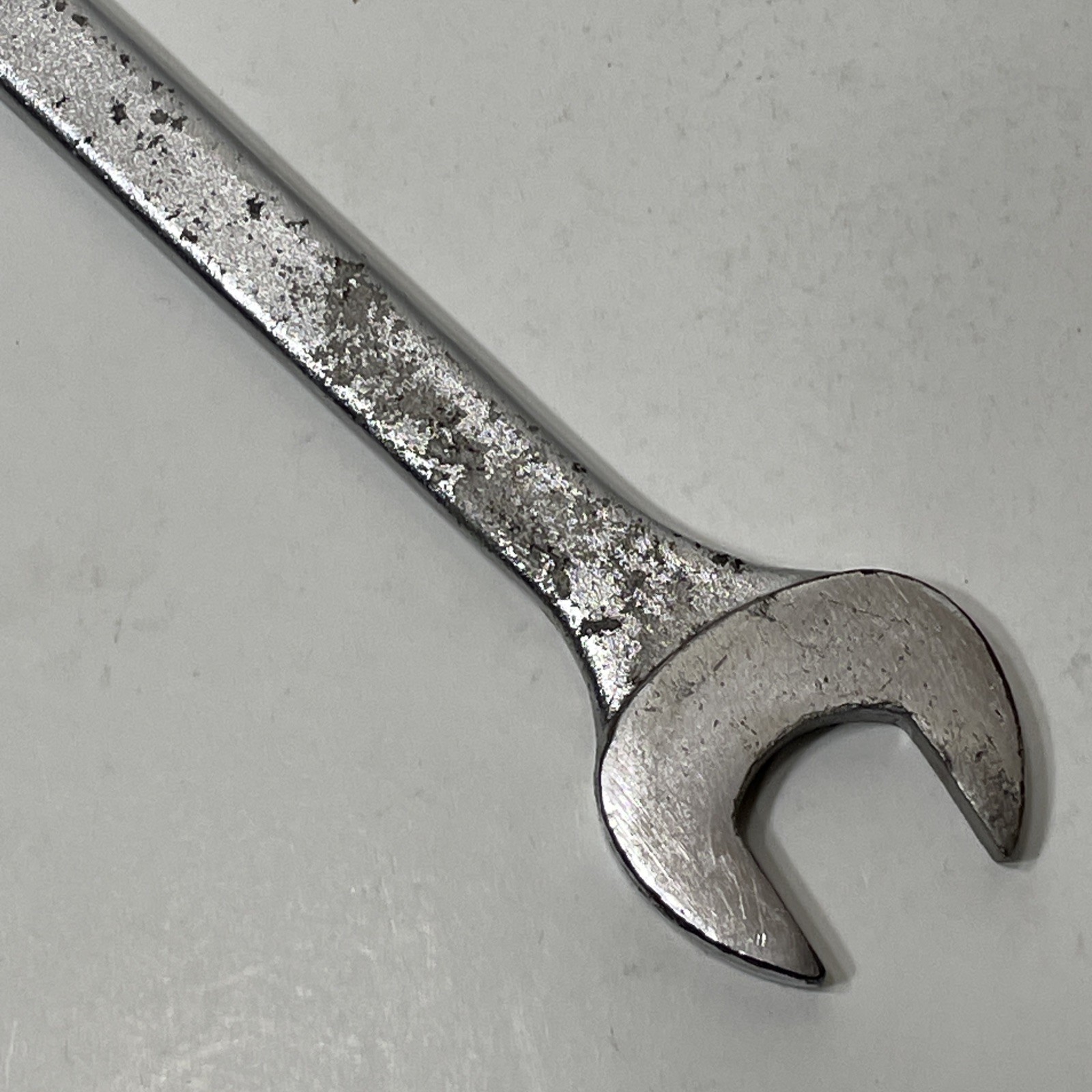 Powr-Kraft 5/8″ x 3/4″ Wrench Double Open End Satin Chrome 12 Point USA VTG SAE