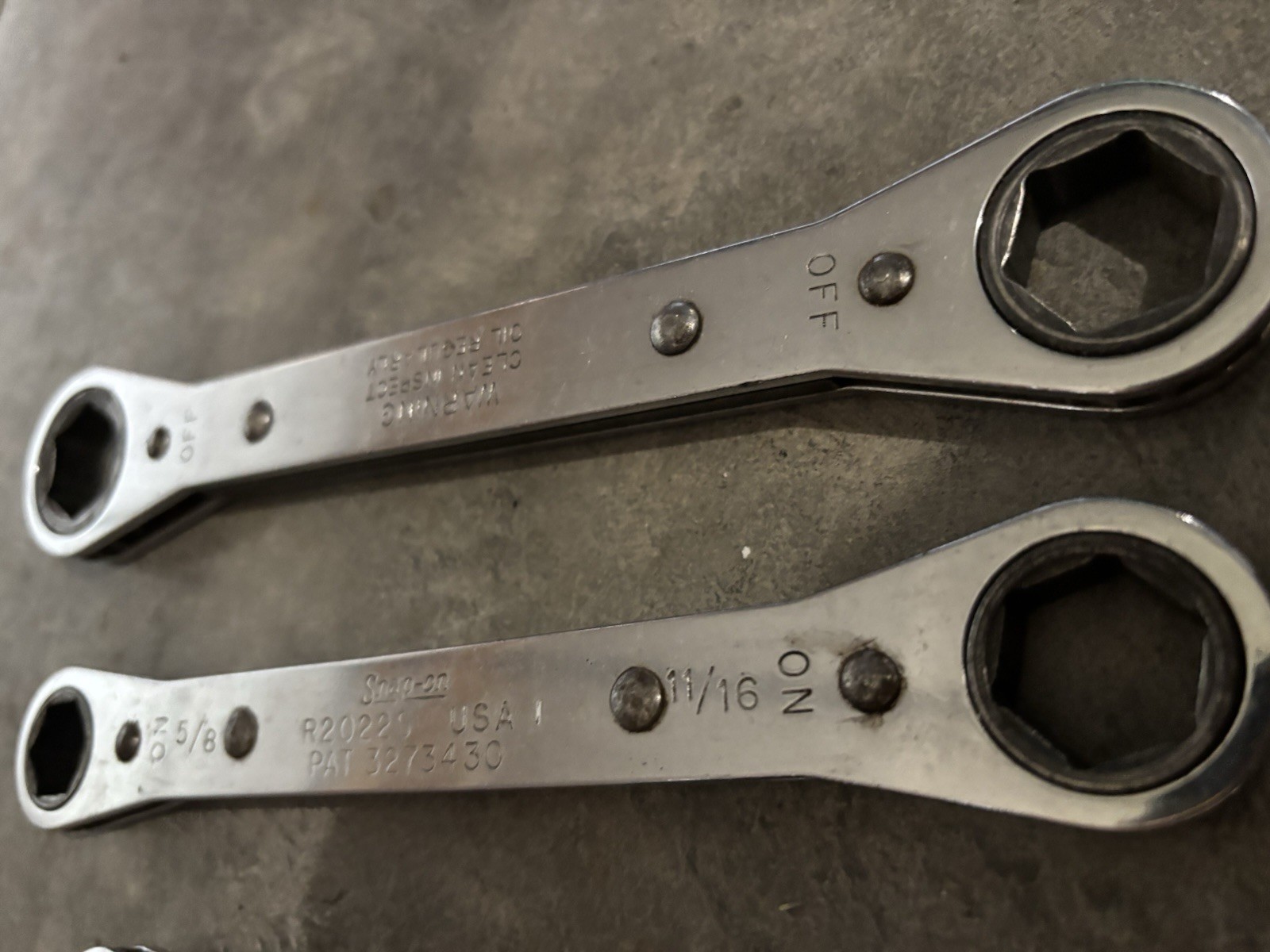 Snap-on 3/8 – 3/4 Open Ended Ratcheting Box Wrench Set