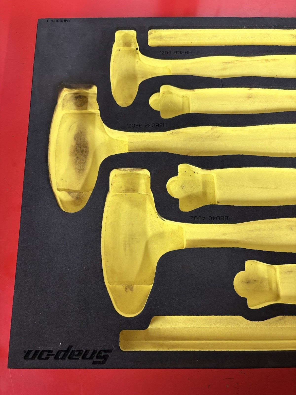 Snap-on HI-VIZ YELLOW Foam Hammer Tray HOLDS 6 hammers, FMH