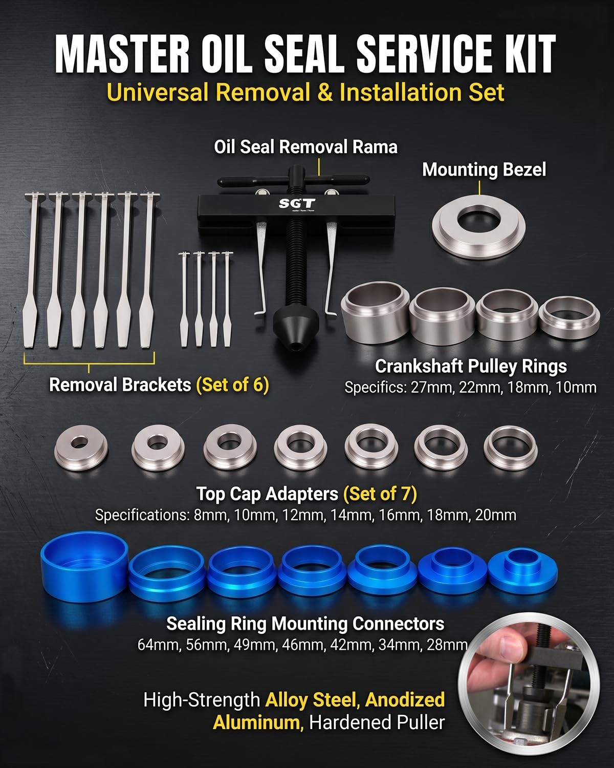 33pcs Crank Bearing & Camshaft Seal Installer Remover Set, Engine Repair Kit