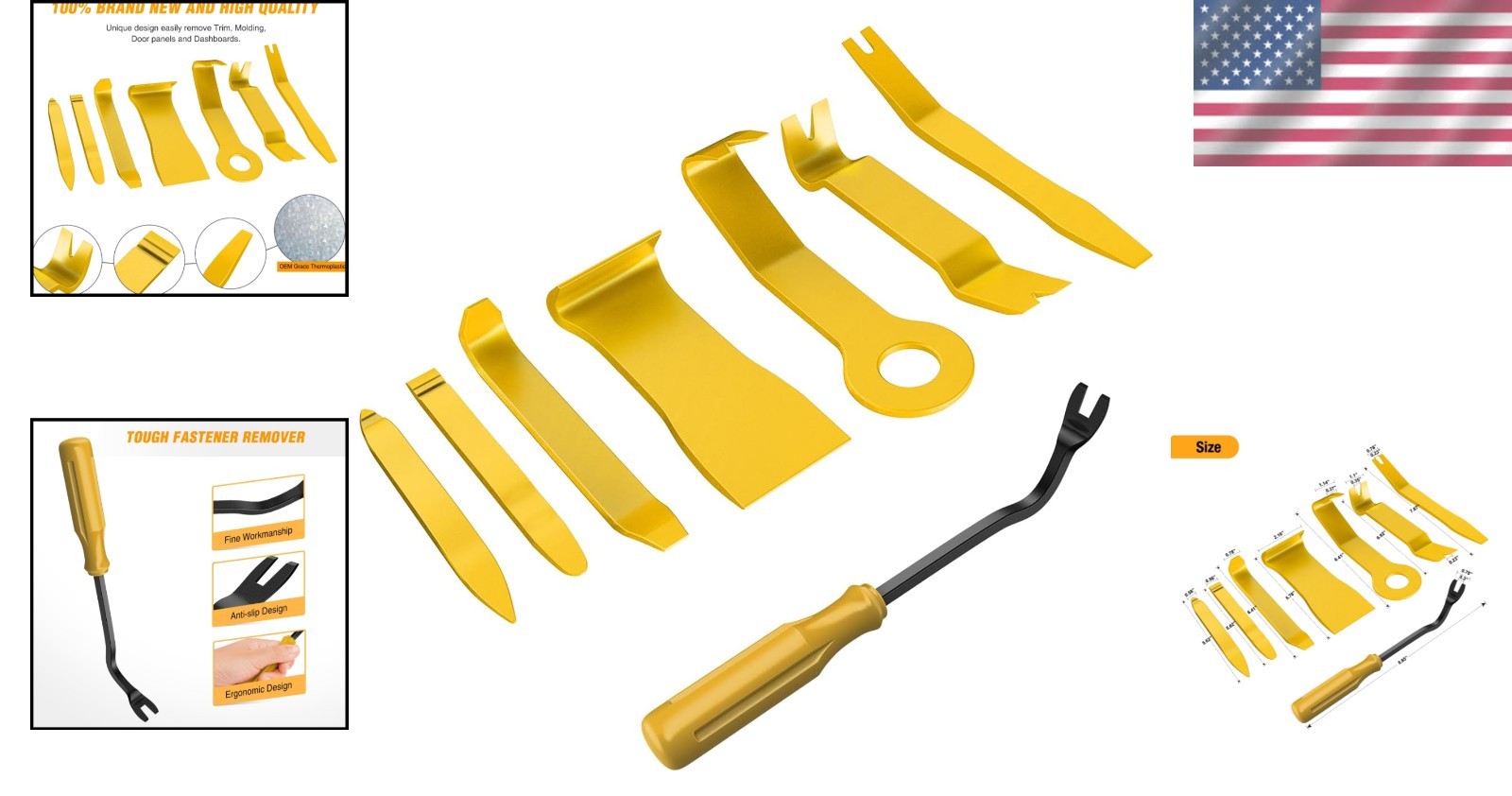 8PC Auto Trim Removal Tool Set – Scratch-Free & Ergonomic Design in Yellow