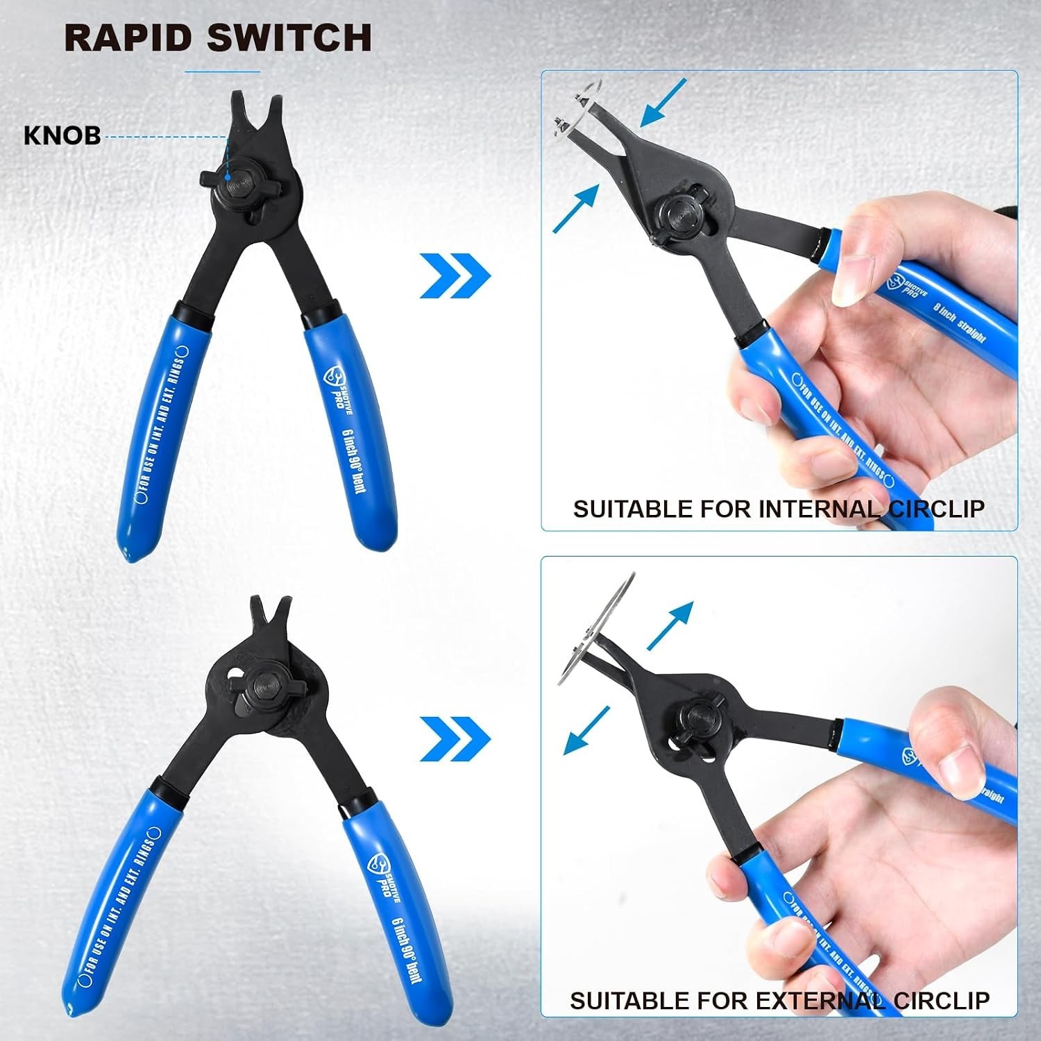 Versatile 12-Piece Snap Ring Pliers Set – Durable Chrome-Moly Steel Construction