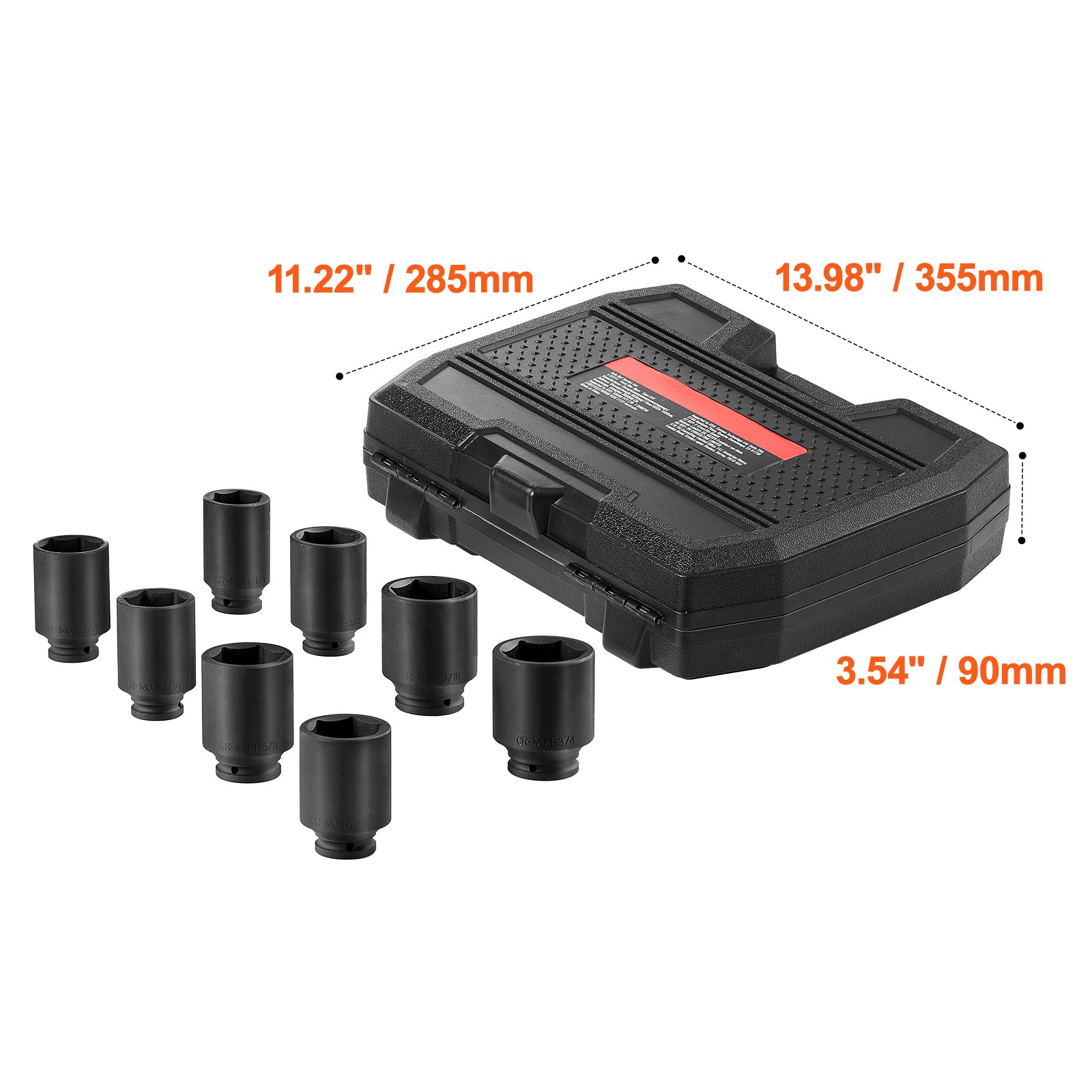 Uimoso 8PCS 1/2″ Drive Deep 6-Point SAE Axle Nut Impact Socket Set