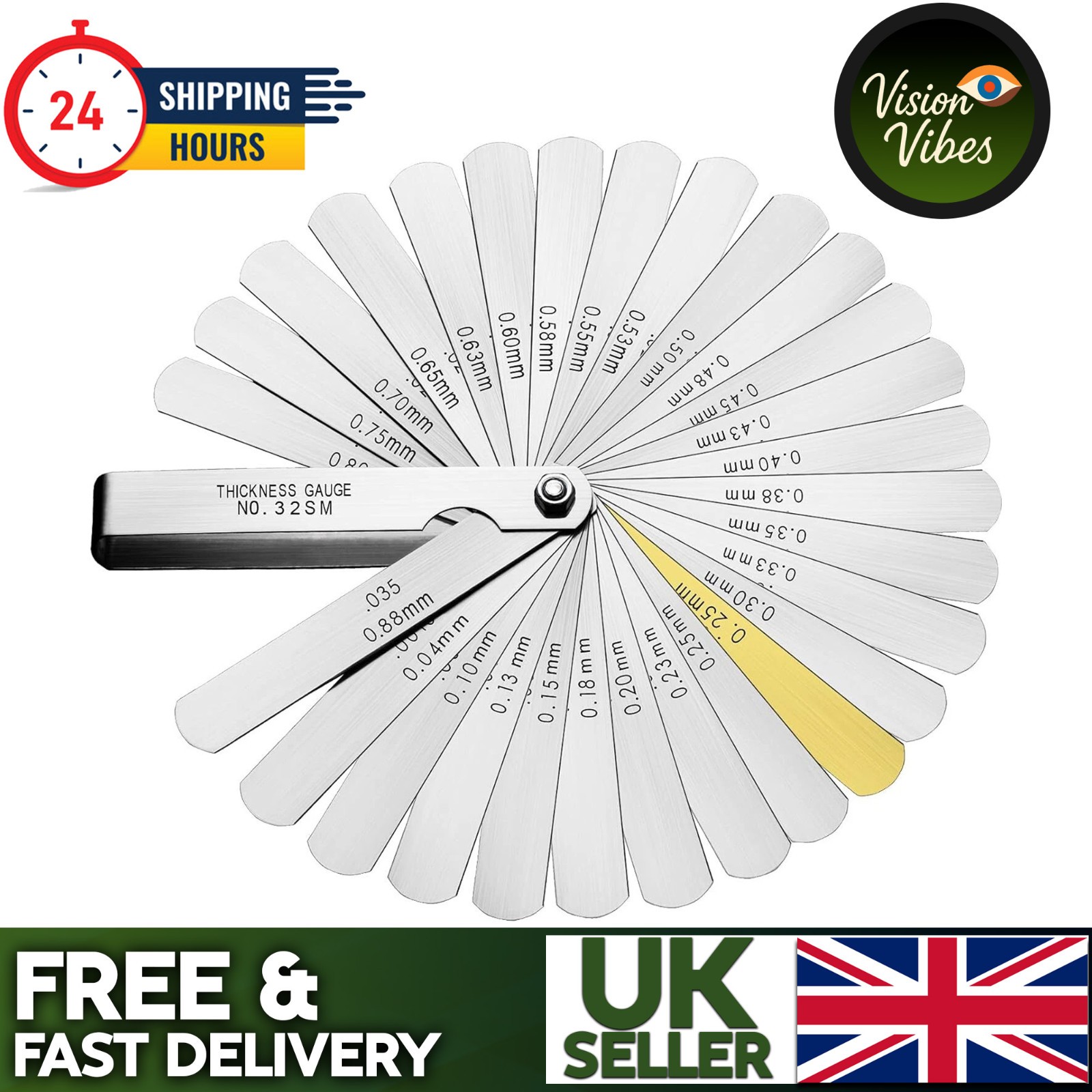 Feeler Gauge Set 32 Pieces Stainless Steel Foldable Feeler Gauges Measuring Tool