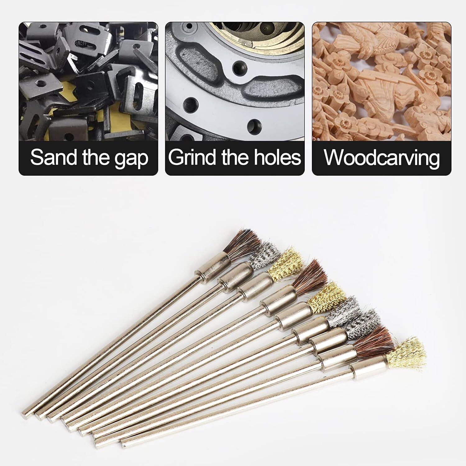9pcs Scratch Brush Pen Set, Stainless Steel/Brass/Bristles Style Prep…