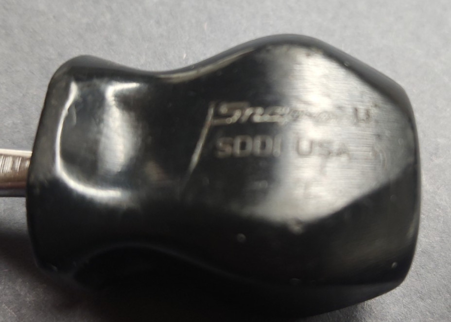 Snap On Tool SDD1 Stubby Vintage Black Screwdriver Plastic Handle