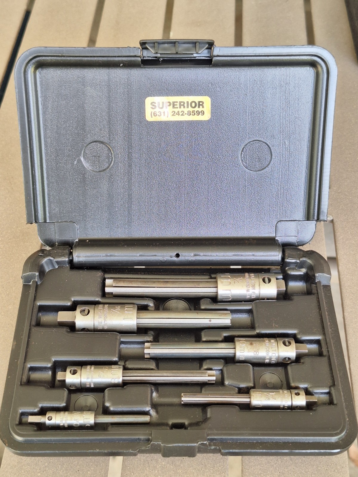 Walton 18001 6 PC Tap Extractor Set USA 4 FL SAE NC NF Metric W/ Case 3/16-1/2