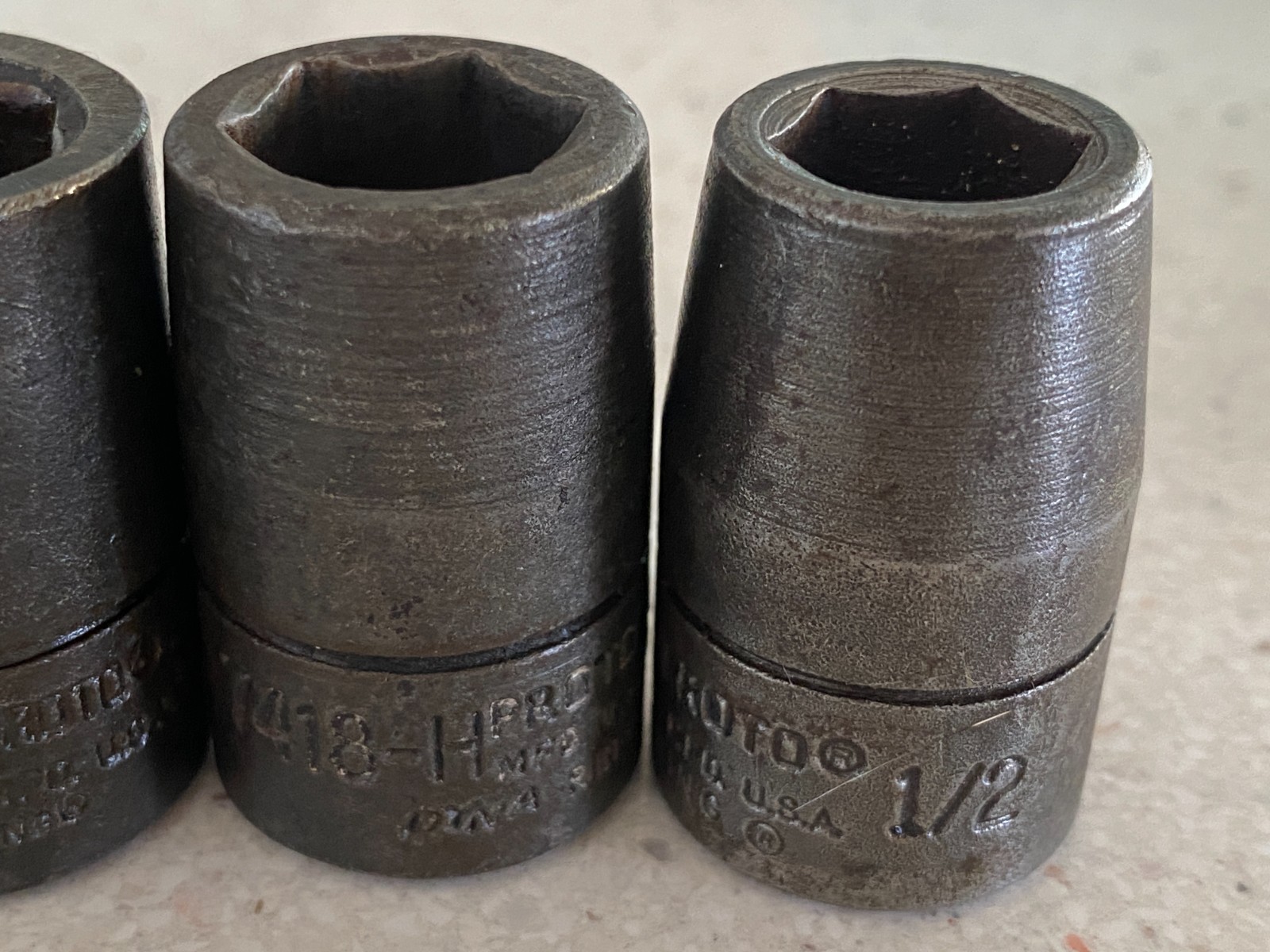 Proto Impact Socket Lot 1/2 Drive 6 Point USA Dina-Ring Used