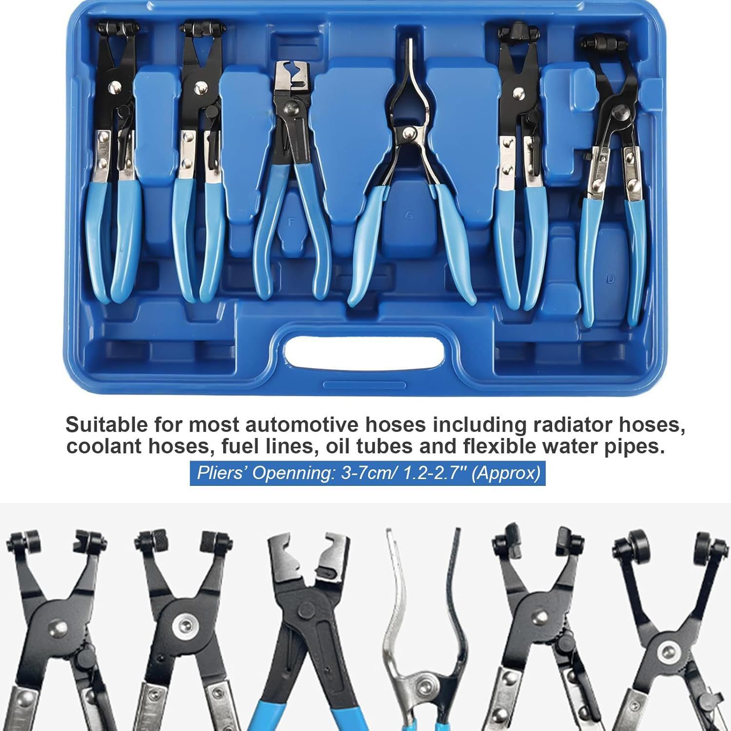 9PC Wire Hose Clamp Clip Pliers Set Swivel Jaw Fuel Oil Water Hose Auto Tool Kit