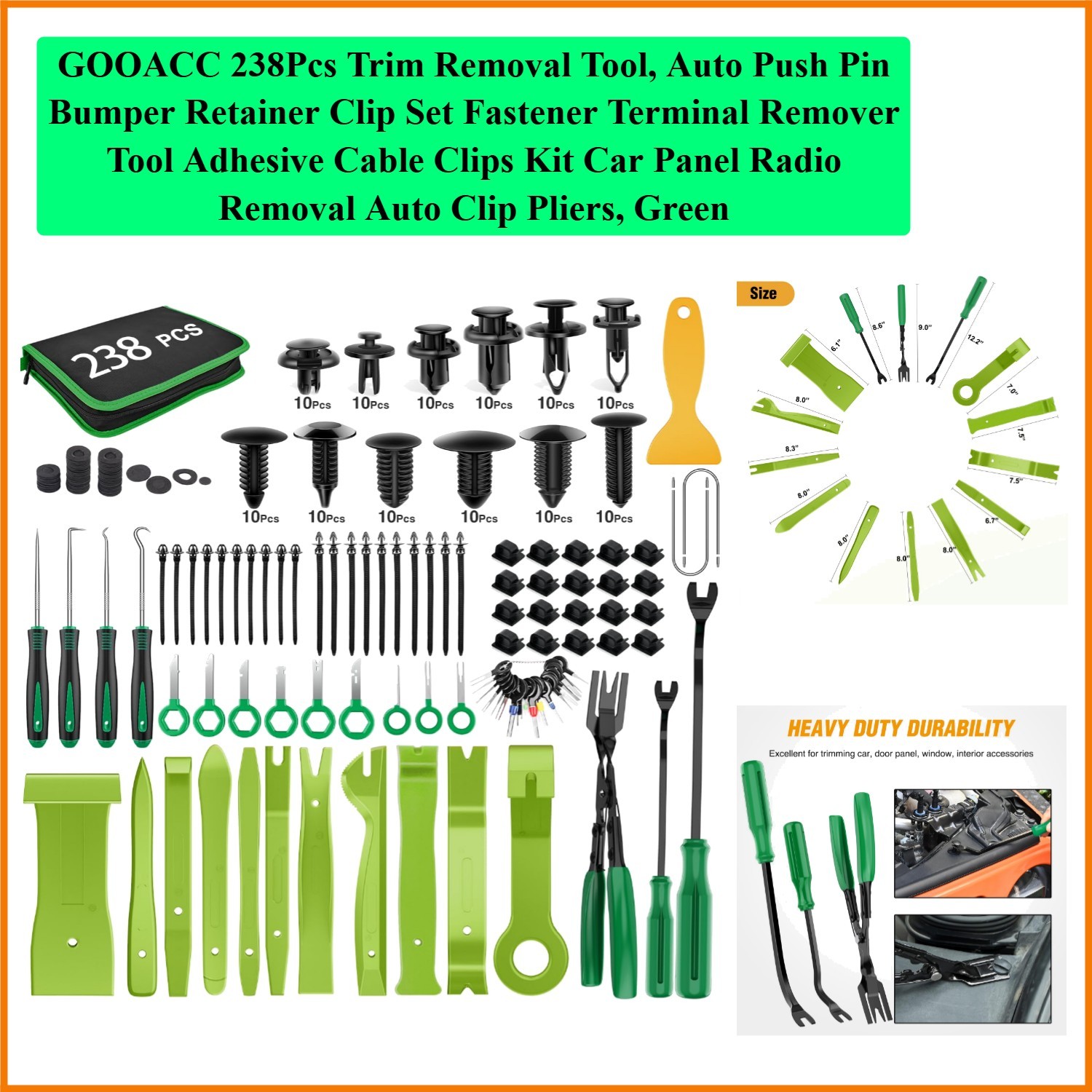 238Pcs Trim Removal Tool, Auto Push Pin Bumper Retainer Clip Set Fastener Ter…