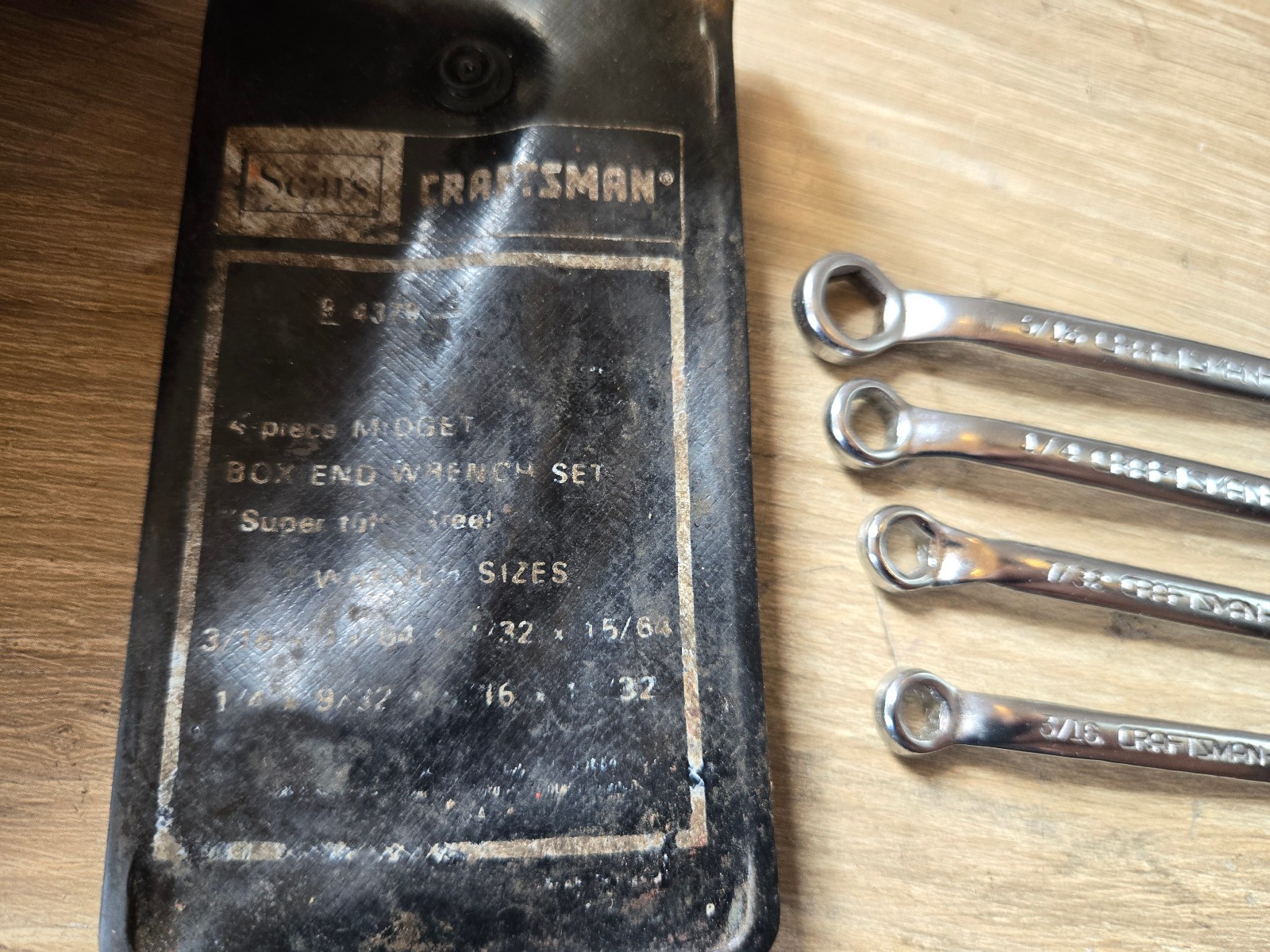 Vintage Sears-Craftsman SAE 4-Piece 9-4379 Midget Double Box End Wrench Set USA