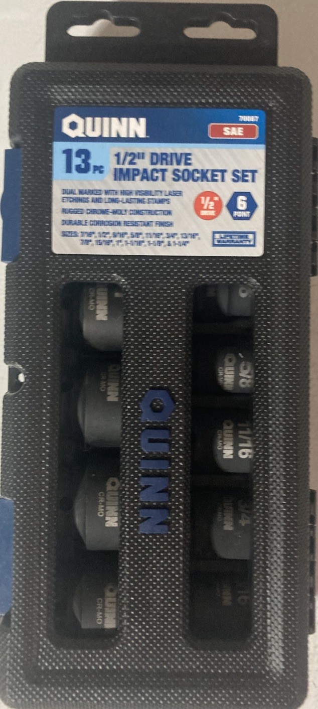 Metric + SAE Shallow 1/2” Impact Socket Set Masterforce/Quinn. Mixed Used + New.