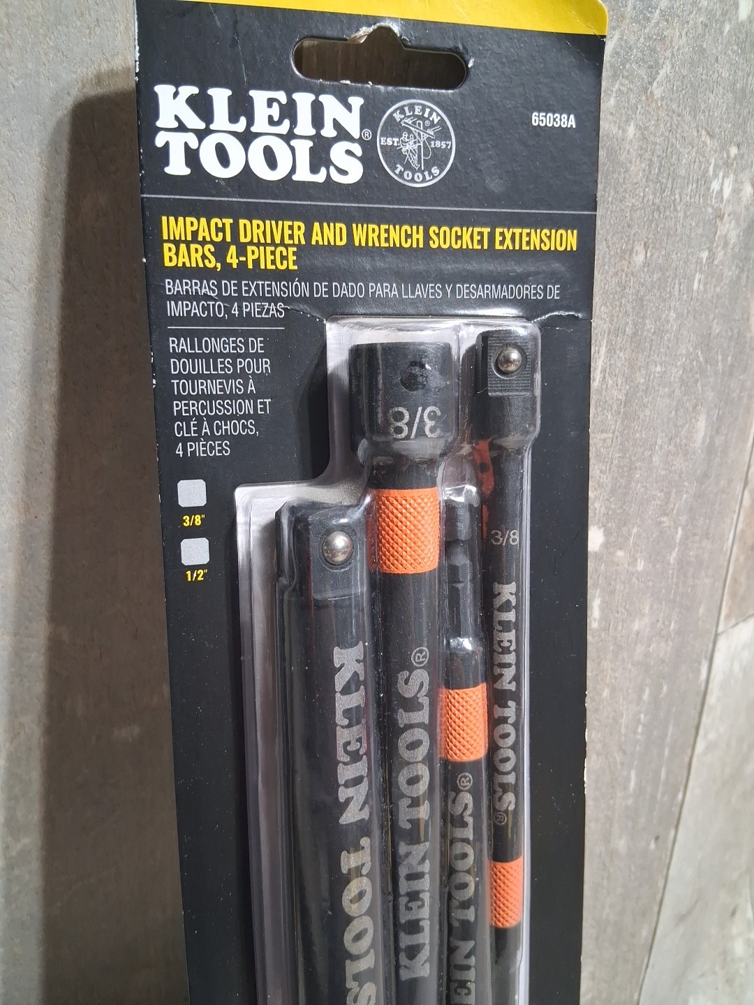 Klein Tools 6-Inch Impact 1/4 3/8 1/2 Driver and Socket Extension Bar Set 65038A