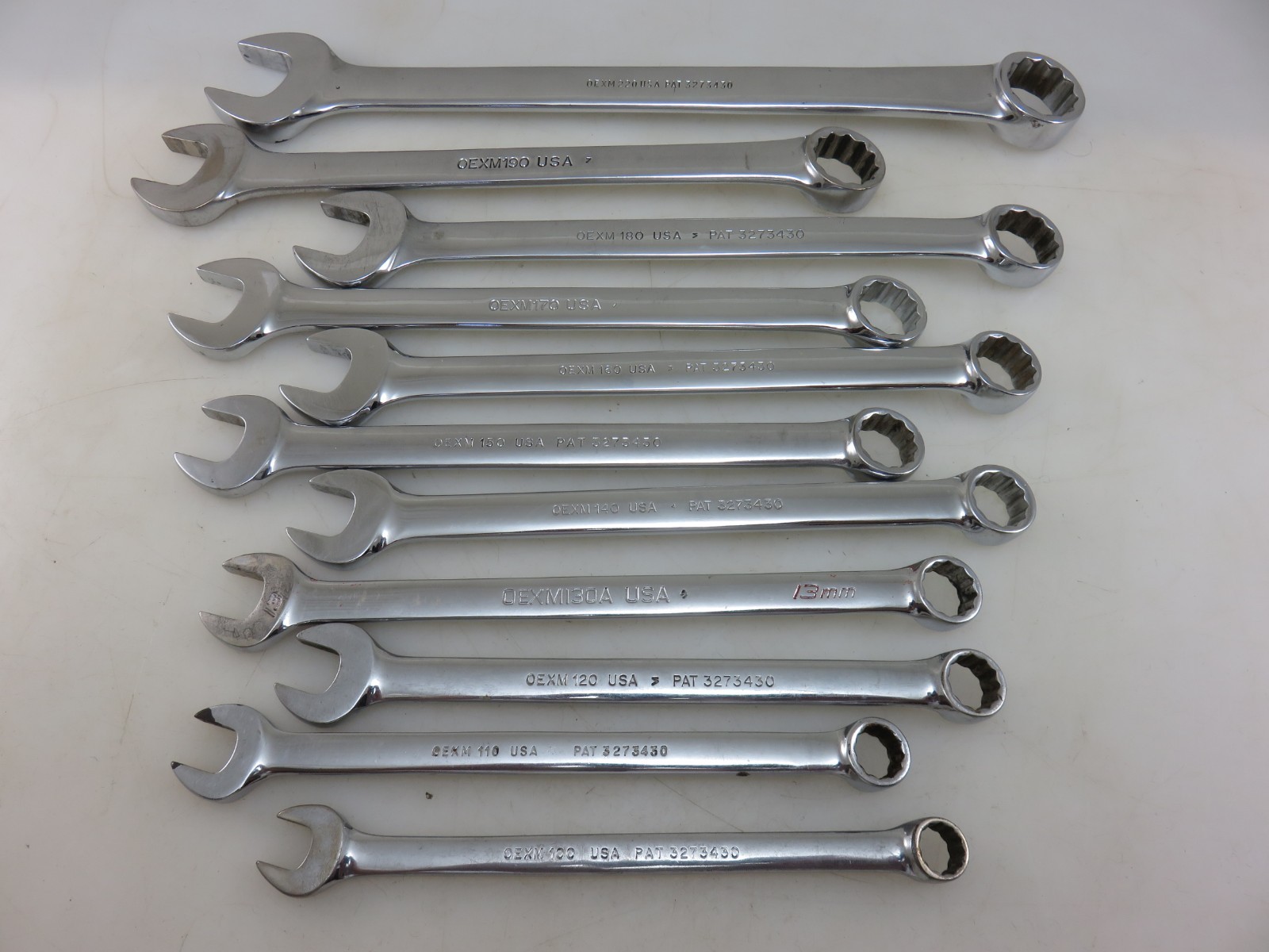 Snap-On METRIC OEXM Series Combination Wrench 11pc Set 10mm-19mm + 22mm