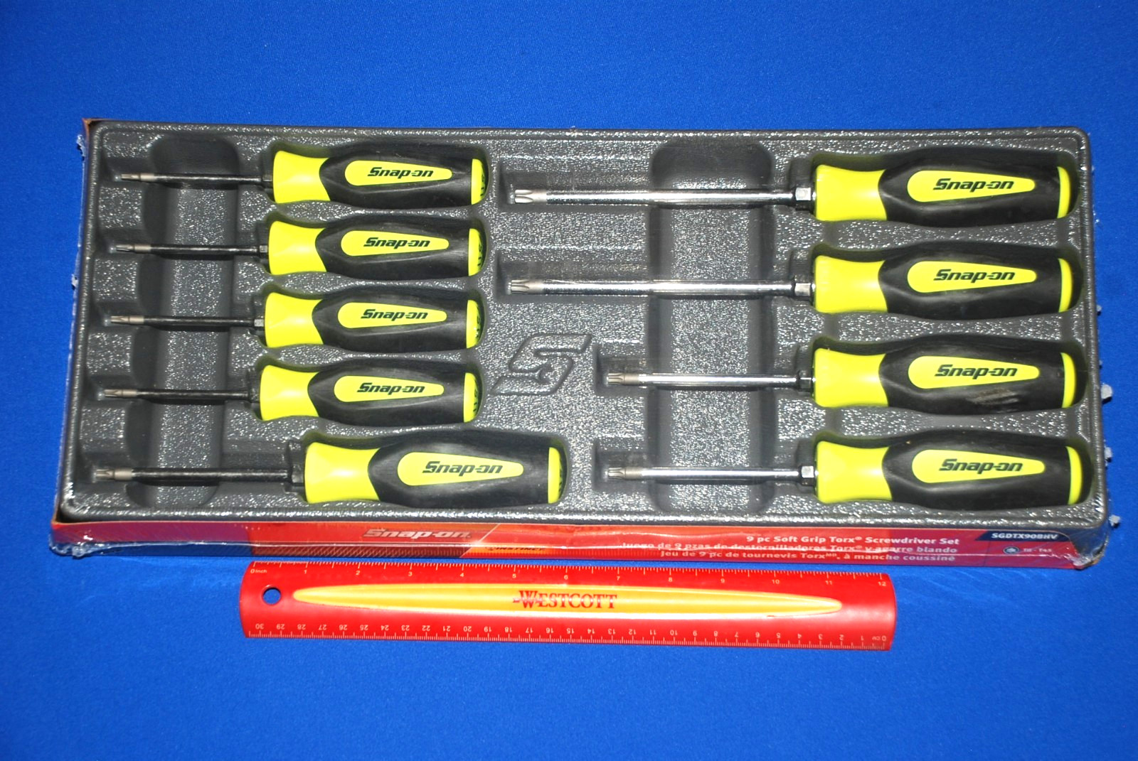 Snap-on NEW 9 Piece TORX Instinct Hi-Viz Yellow Soft Grip Screwdriver Set T8-T45