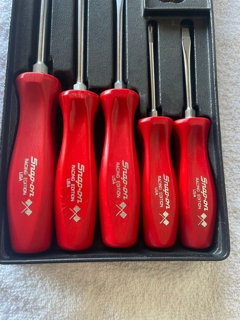 VTG Snap On Tools Racing Edition 5 Piece Screwdriver Set Red Handles SDX500R