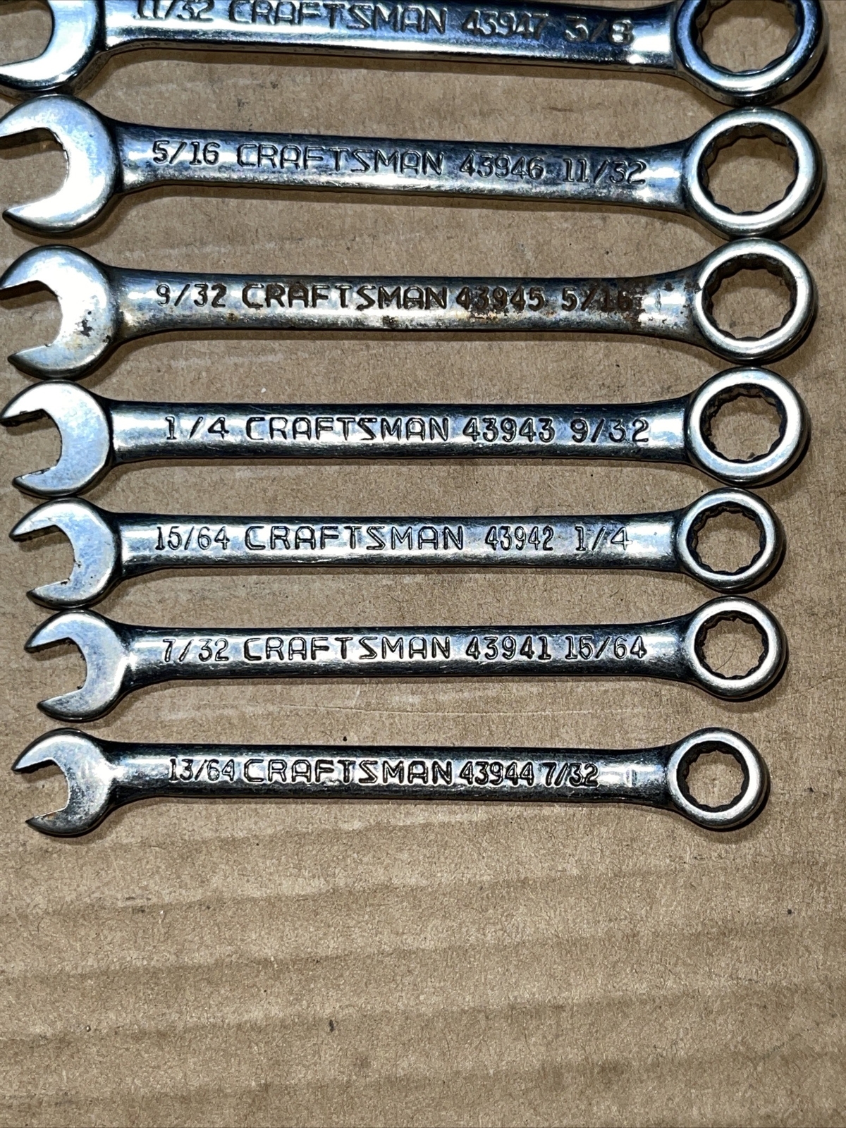 Vintage Sears Craftsman USA 8 Piece Combination Ignition Wrench SAE 13/64 – 7/16