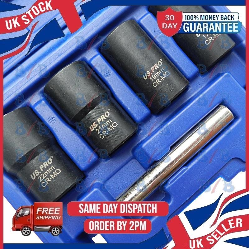 USPRO 5PC 1/2″ DRIVE IMPACT TWIST SOCKET SET DAMAGED NUT BOLT REMOVER EXTRACTOR