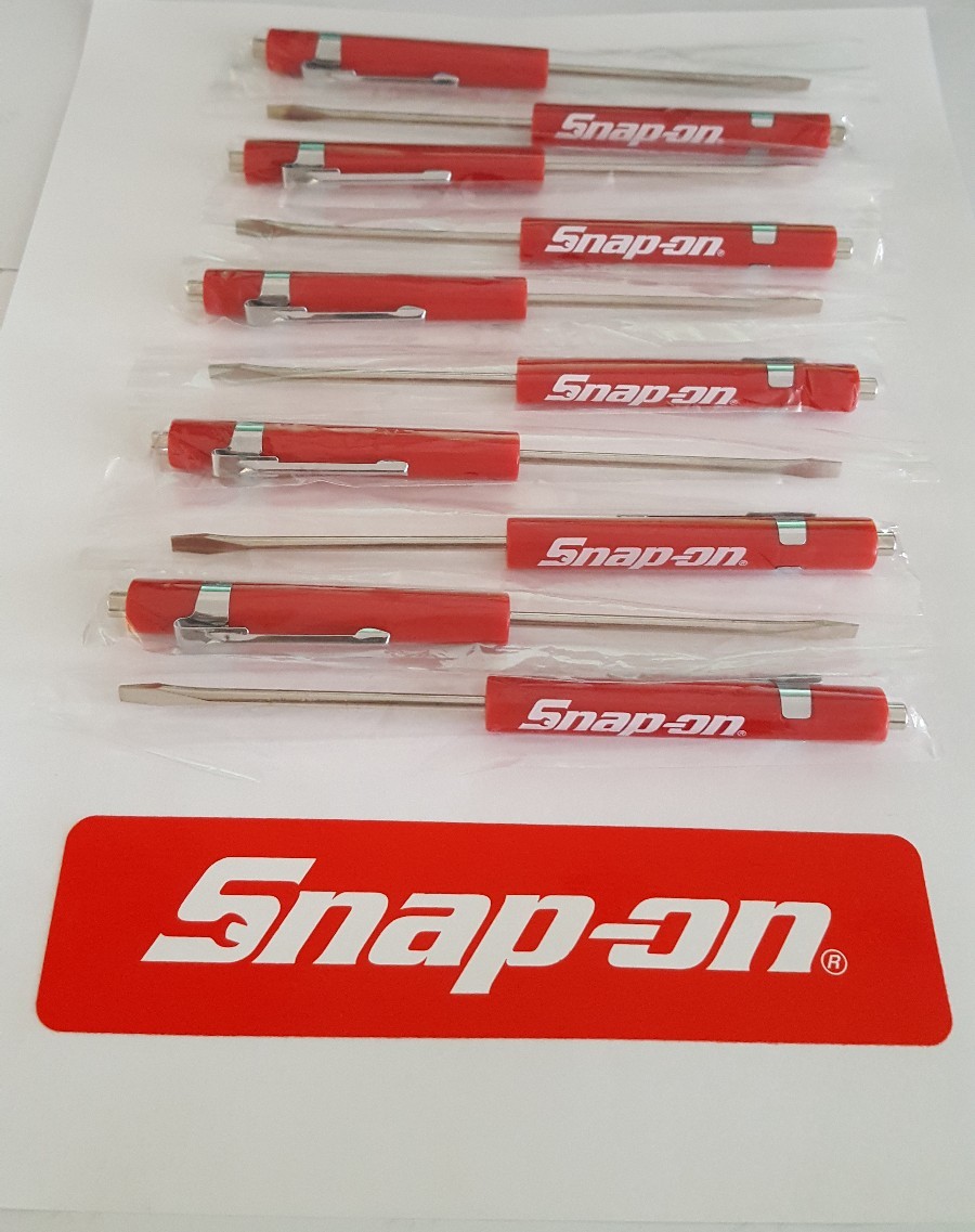10 Snap on tools screwdrivers per order . red pocket screwdriver . magnet ends
