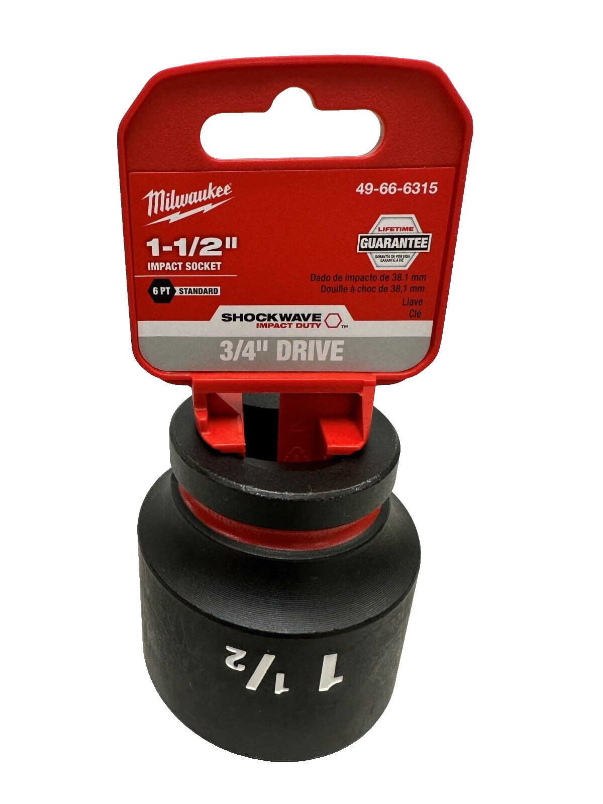 Milwaukee 49-66-6315 3/4″ Drive Standard Length Impact Socket 1-1/2″ 6 Point