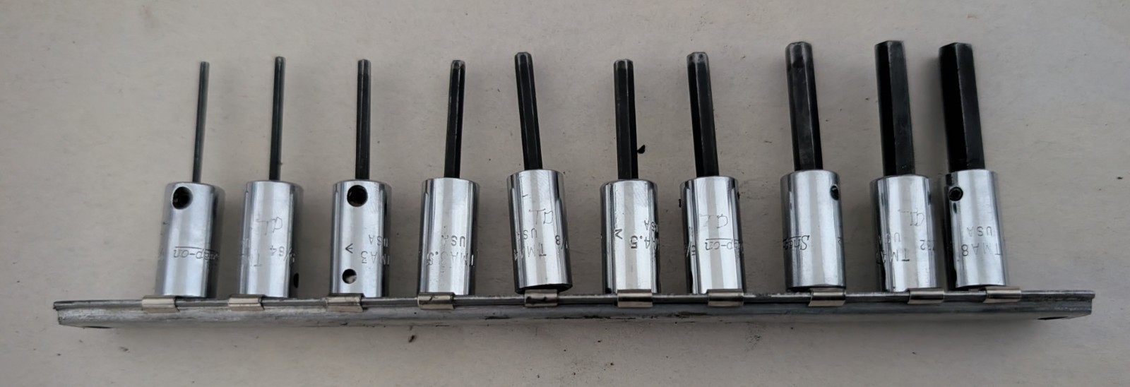Snap On 110TMAY 1/4 Drive 10pc SAE Hex Allen Bit Socket Set 1/16-1/4