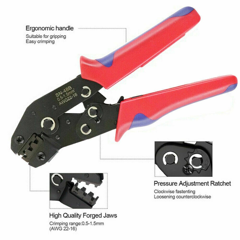 Crimping Plier Ratchet Crimper Tool 0.5-1.5mm² for Dupont TE JST Molex Terminal