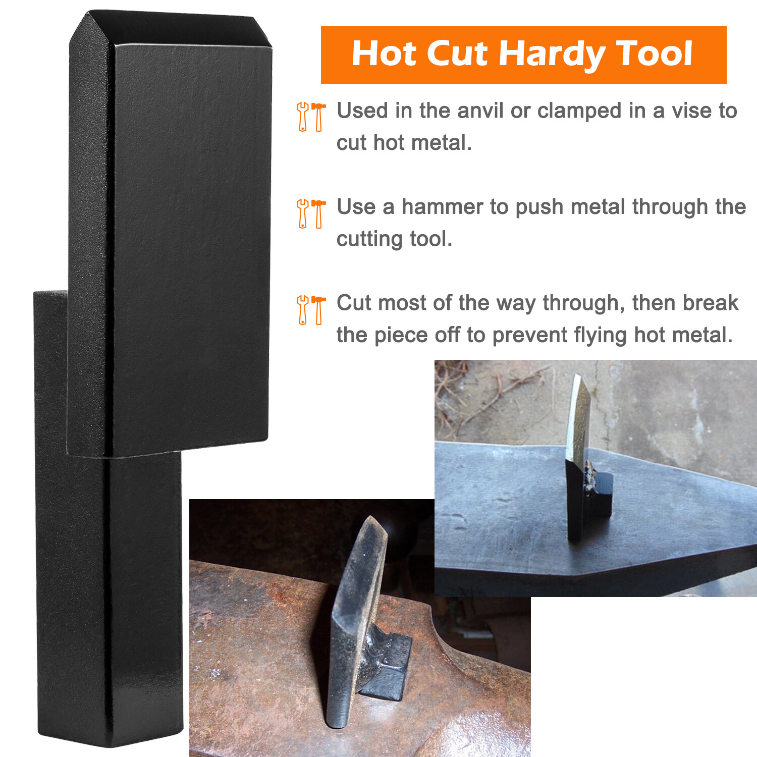 Blacksmith Anvil Forge Hardy Tool 3/4″Hot Cut Creasing Stake Spring Fuller Tools