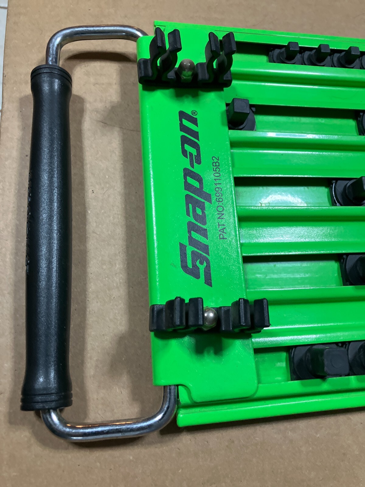Nos Snap-on™ Green Metal Tray Organizer Holds 1/2″ 3/8″ 1/4″ Sockets Rare