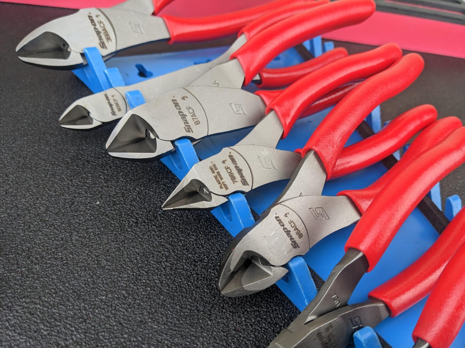 #bp051 Snap-on USA NEW RED 10-Piece Diagonal Cutter Pliers Foam Set PLDC1000FR