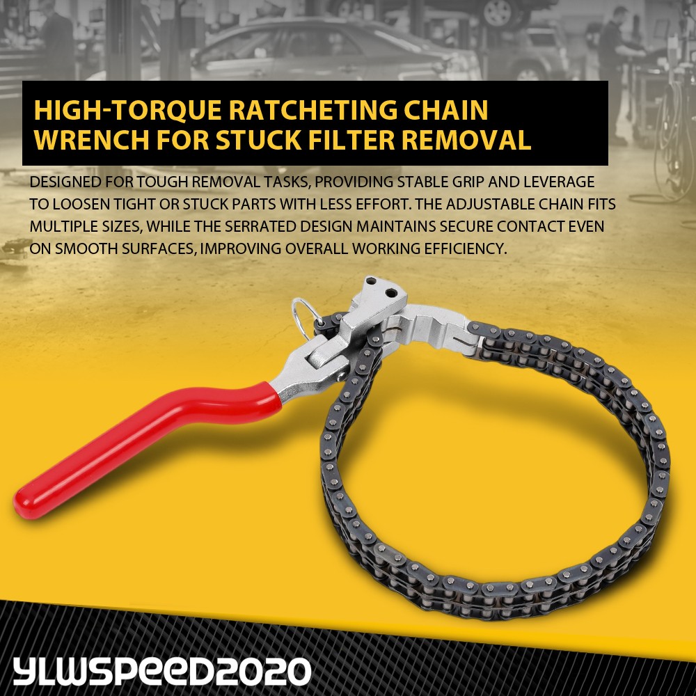 Fittings 60-160mm Heavy-Duty Ratcheting Chain Wrench Oil Filter Change Pipe