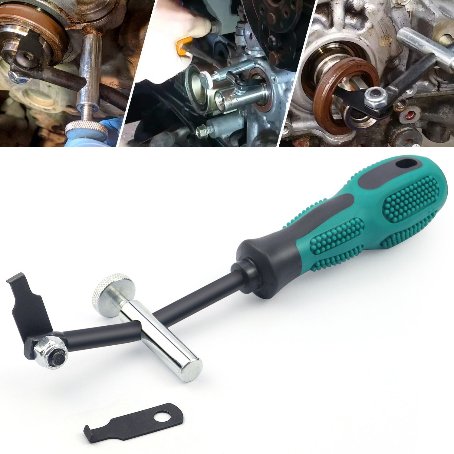 58430 Shaft Type Seal Puller W/ Spare Hook Crankshaft Camshaft Remover Auto Tool