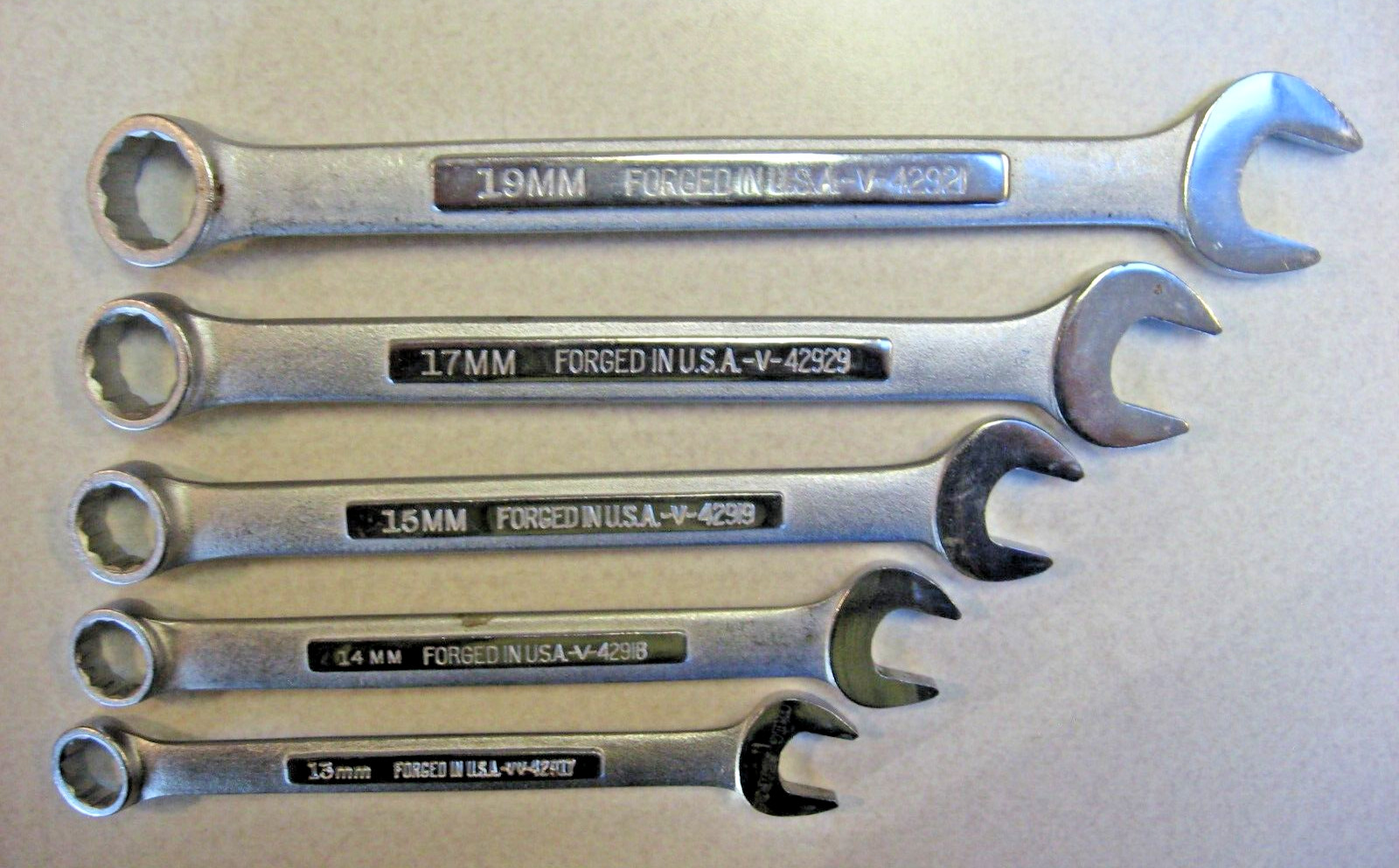 LOT OF 5 CRAFTSMAN COMBINATION METRIC WRENCHES V & VV 13mm 14mm 15mm 17mm 19mm